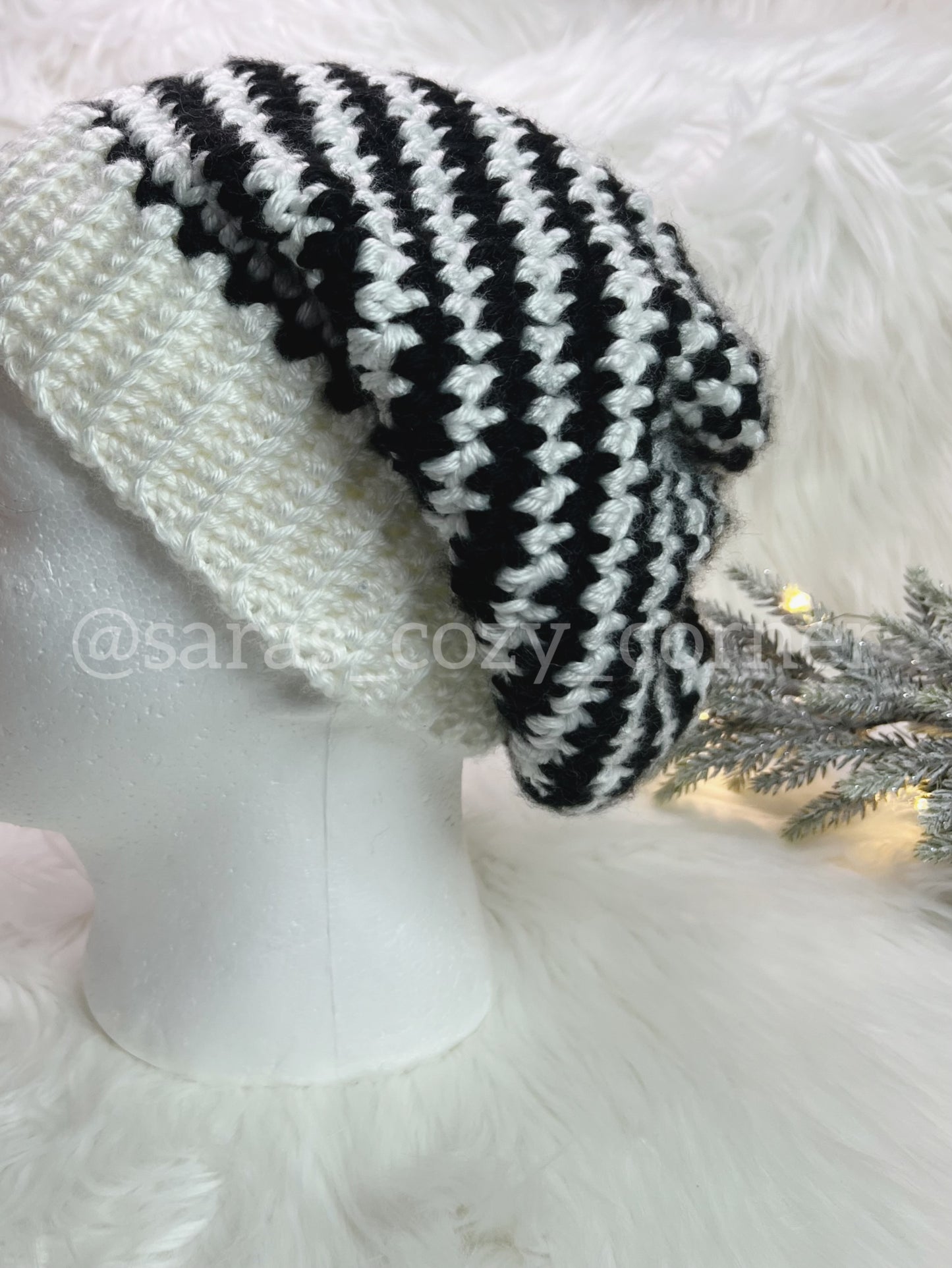 The Zebra Drift slouchy beanie crochet pattern PDF