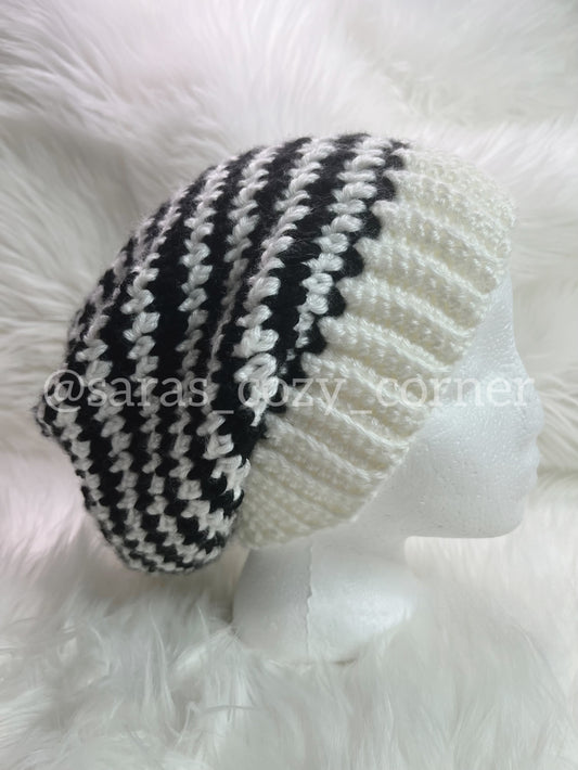 The Zebra Drift slouchy beanie crochet pattern PDF