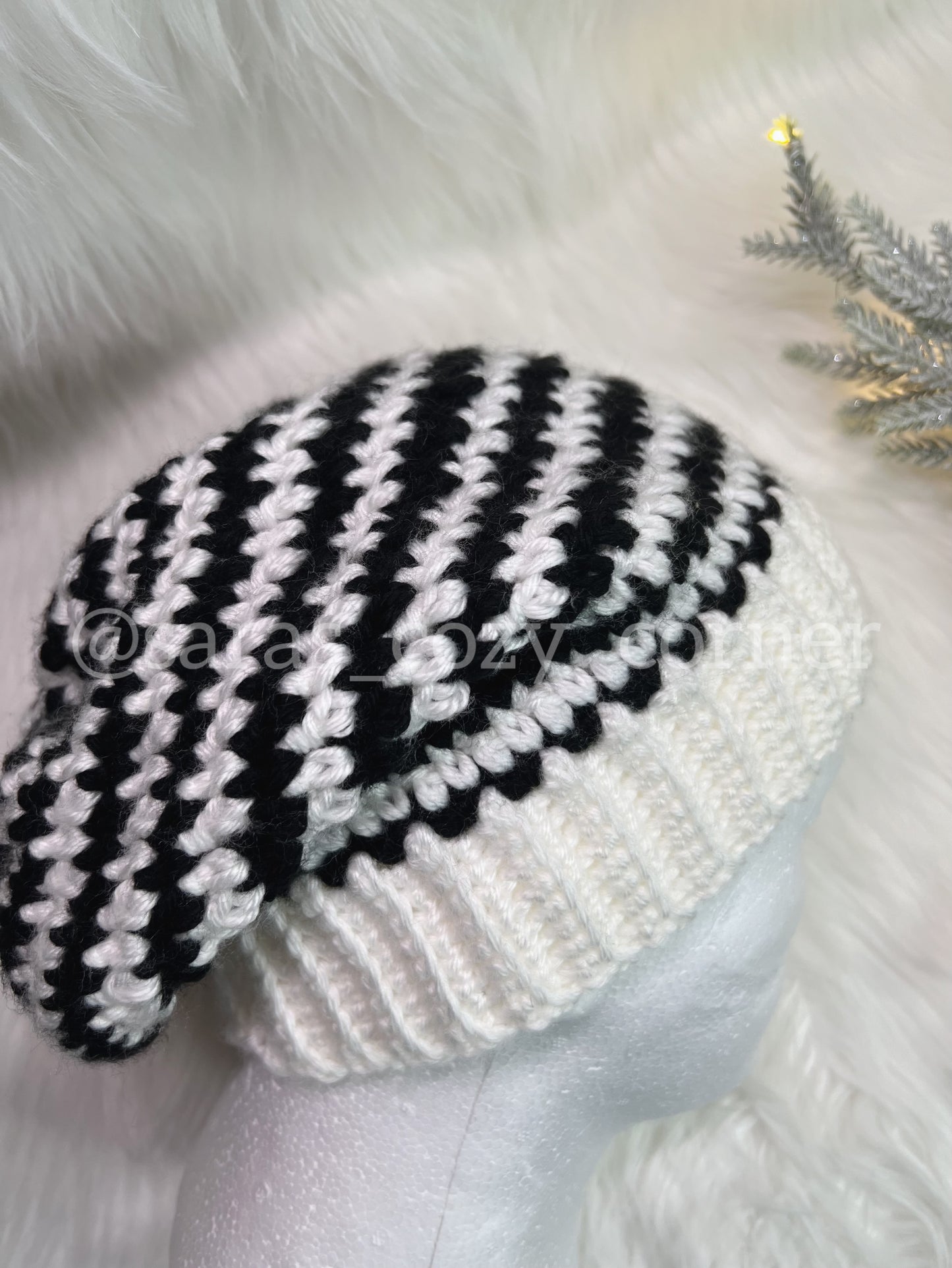 The Zebra Drift slouchy beanie crochet pattern PDF