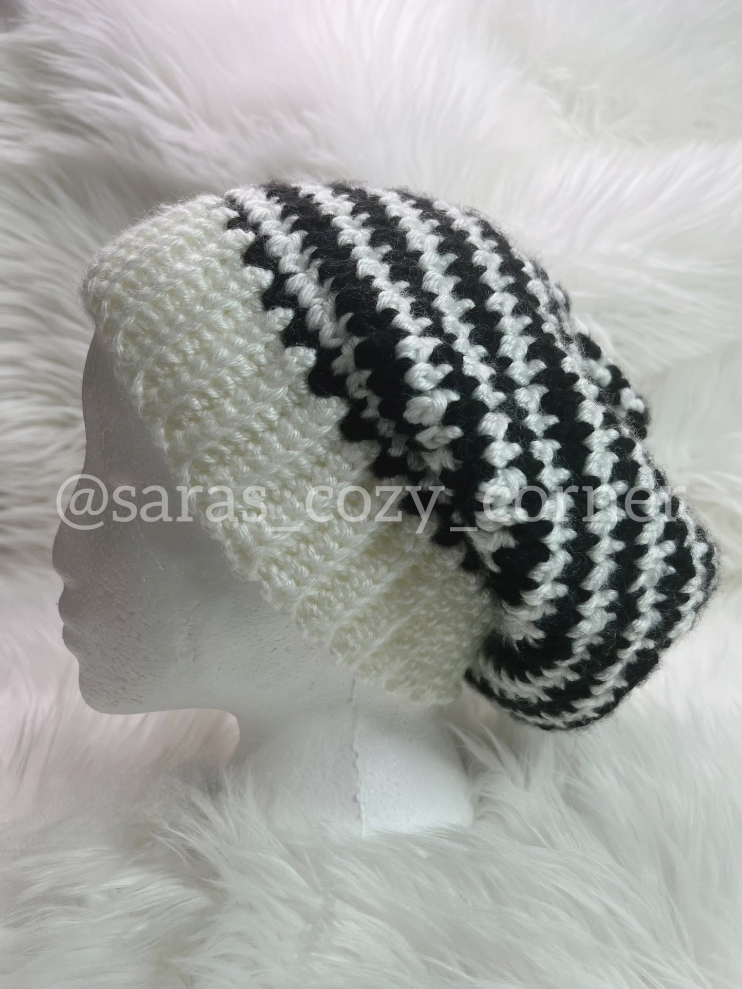The Zebra Drift slouchy beanie crochet pattern PDF
