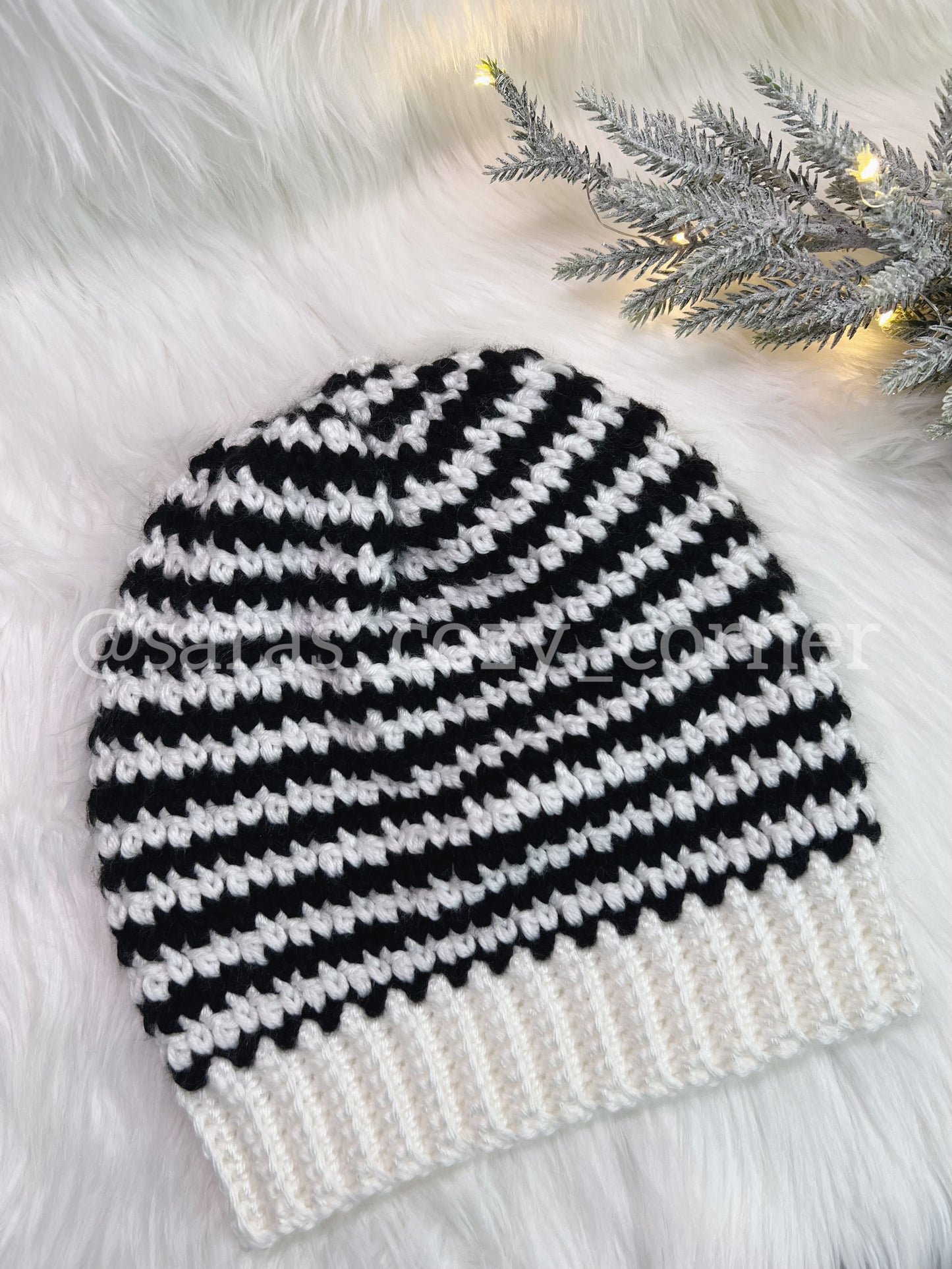 The Zebra Drift slouchy beanie crochet pattern PDF