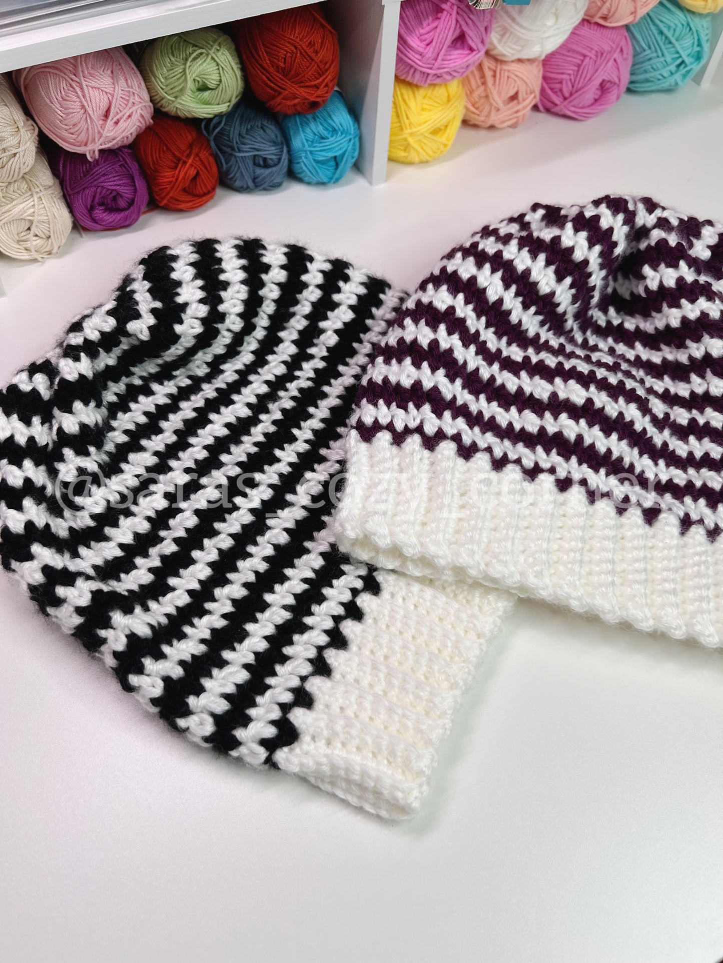 The Zebra Drift slouchy beanie crochet pattern PDF