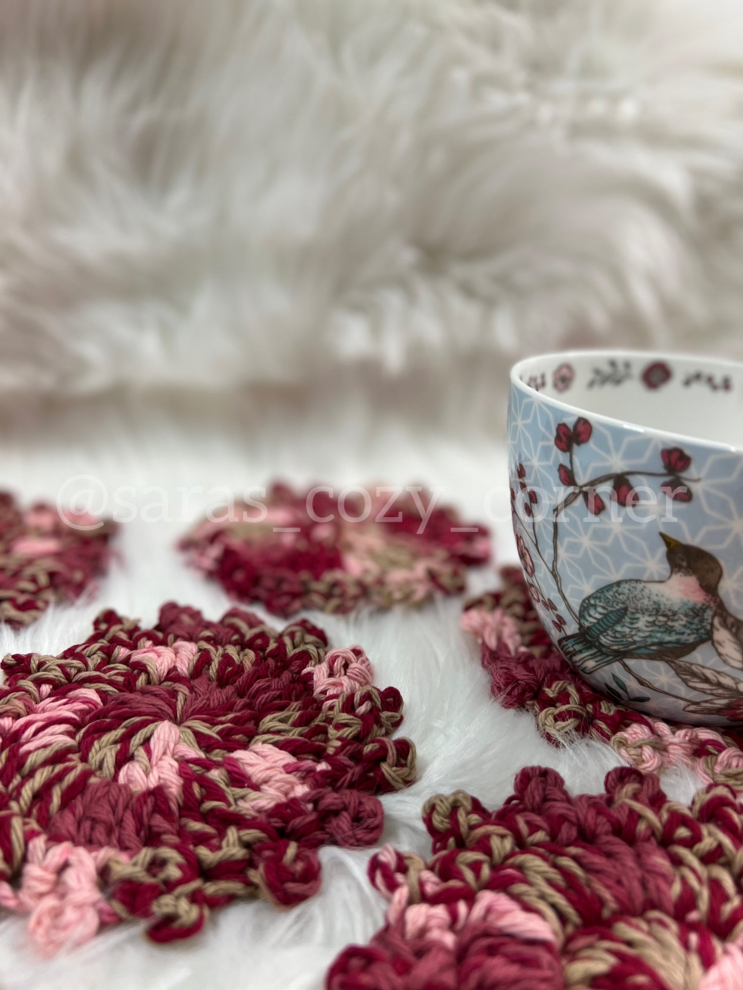 The Autumn Blossom crochet coaster