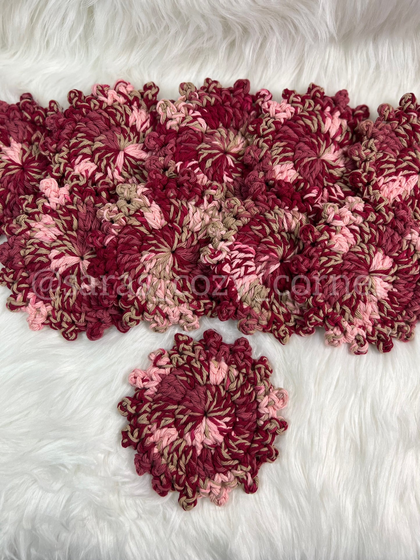 The Autumn Blossom crochet coaster