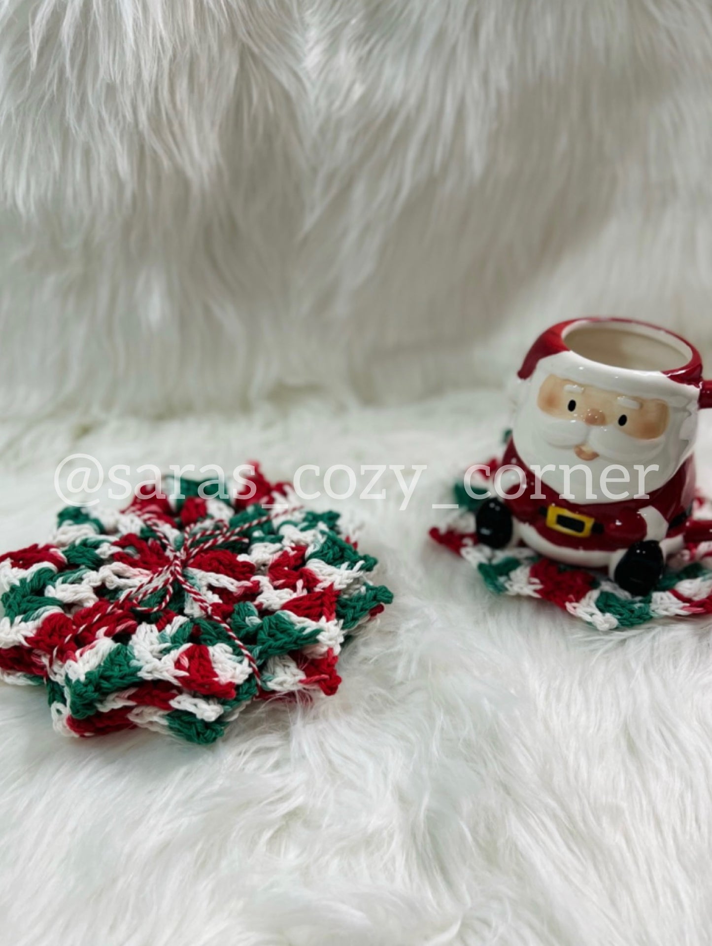 The Festive Starburst crochet coaster
