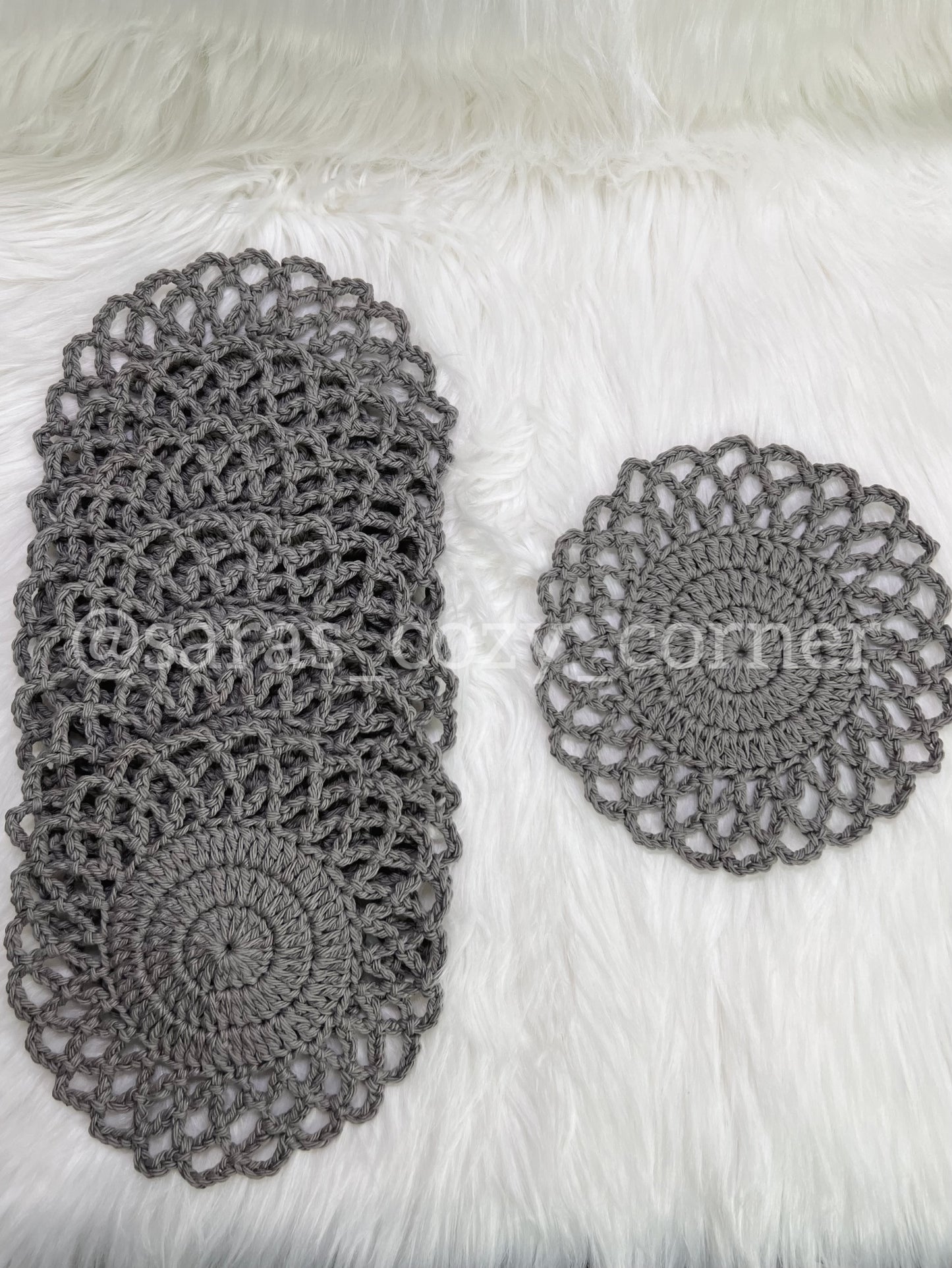 Elegant lace border dark gray eco-friendly coasters