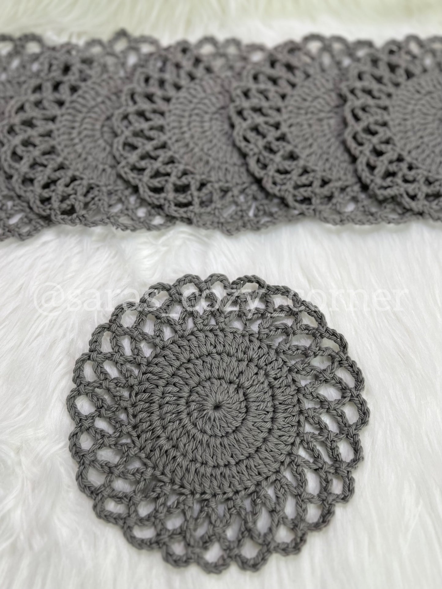 Elegant lace border dark gray eco-friendly coasters
