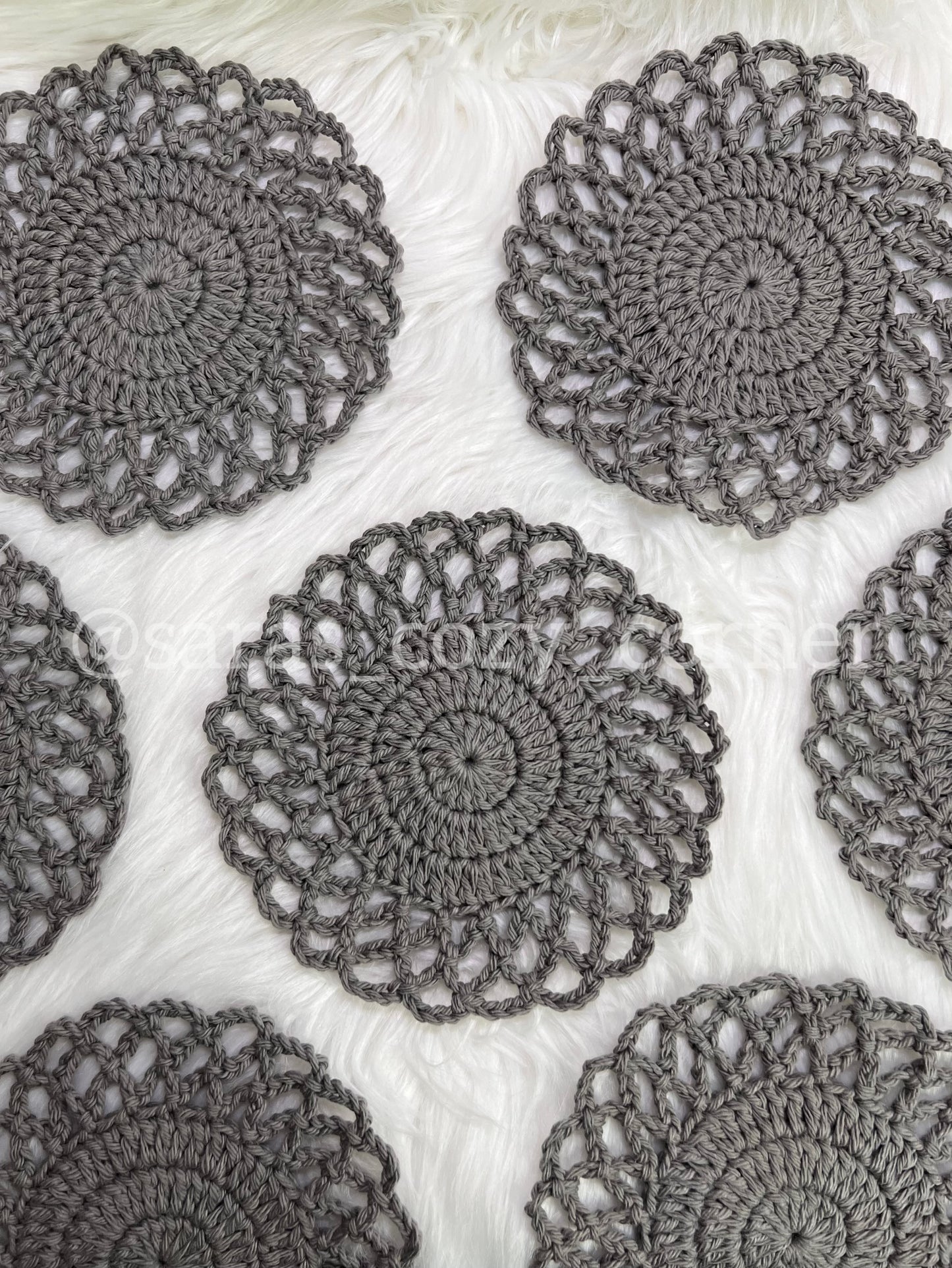 Elegant lace border dark gray eco-friendly coasters