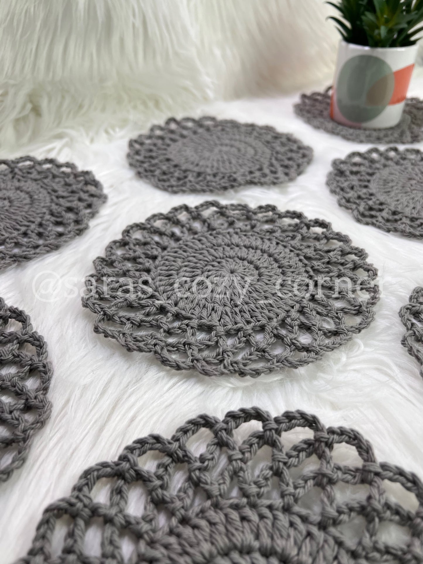 Lace Border placemat and coasters crochet pattern PDF