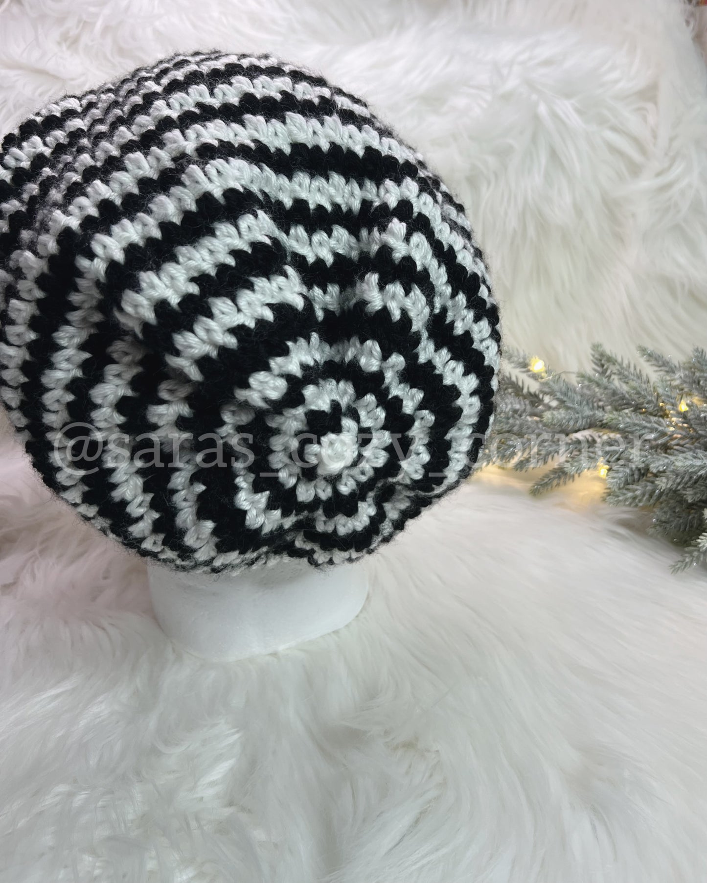 The Zebra Drift slouchy beanie crochet pattern PDF