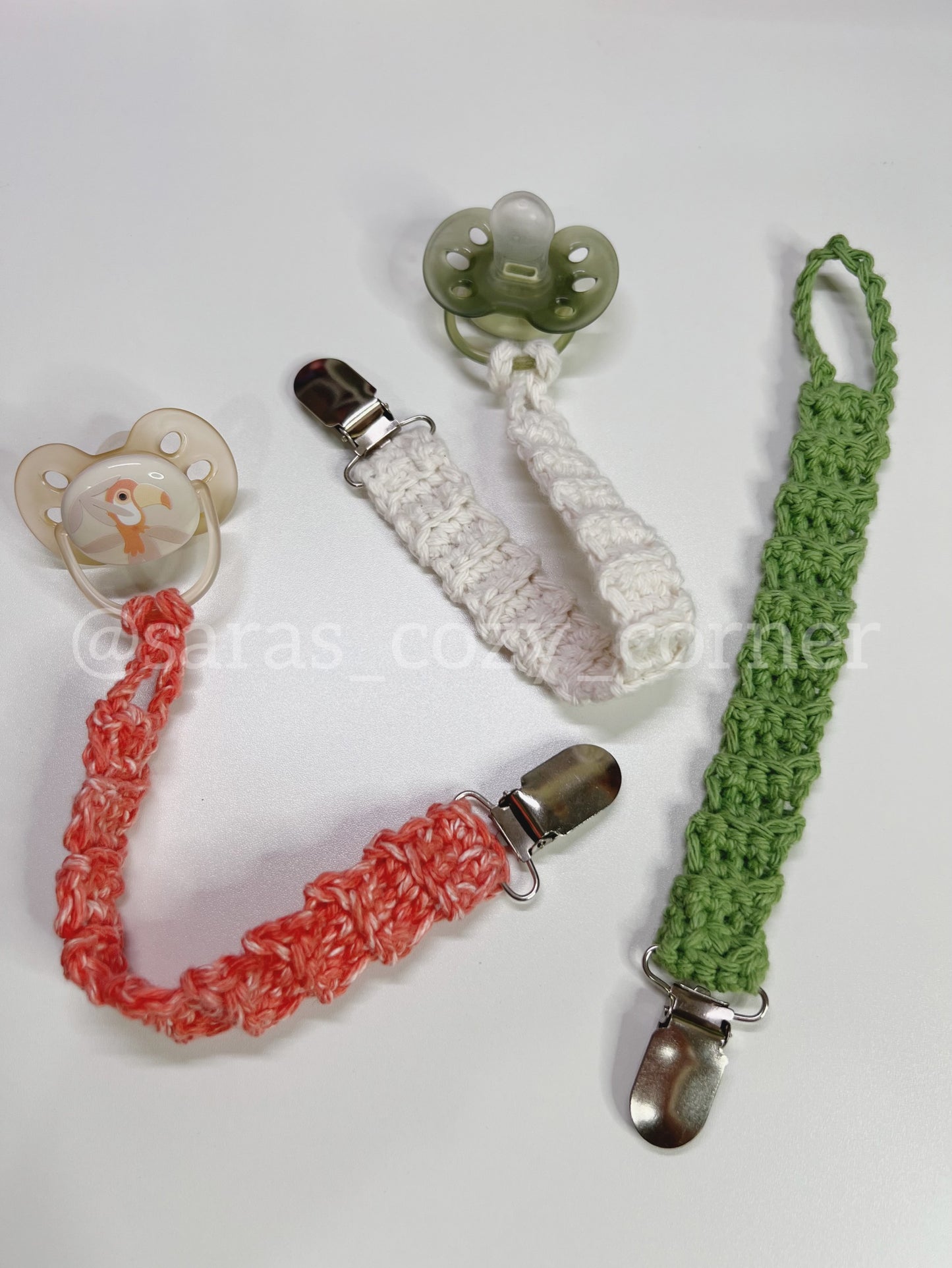 The Tiny Tether baby pacifier strap crochet pattern PDF