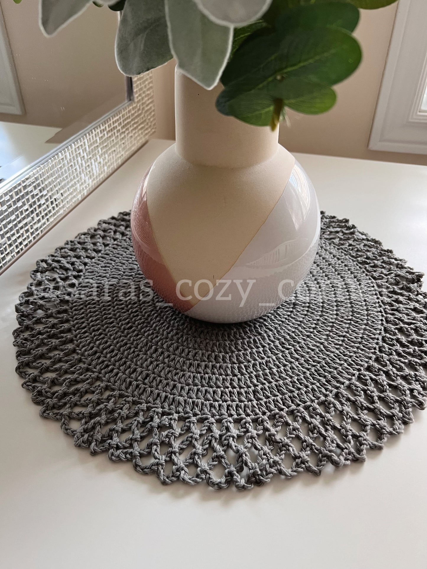 Lace Border placemat and coasters crochet pattern PDF