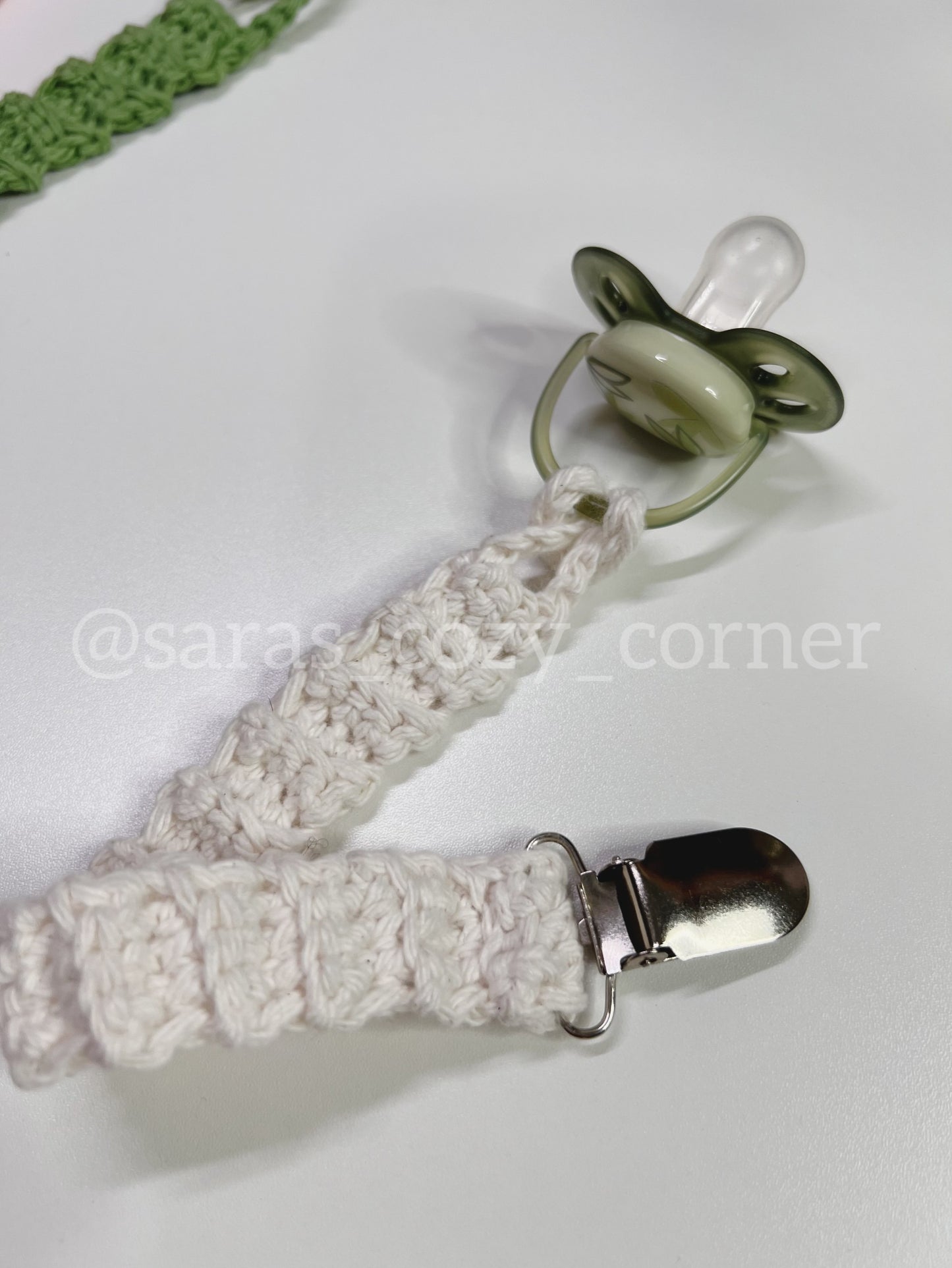 The Tiny Tether baby pacifier strap crochet pattern PDF