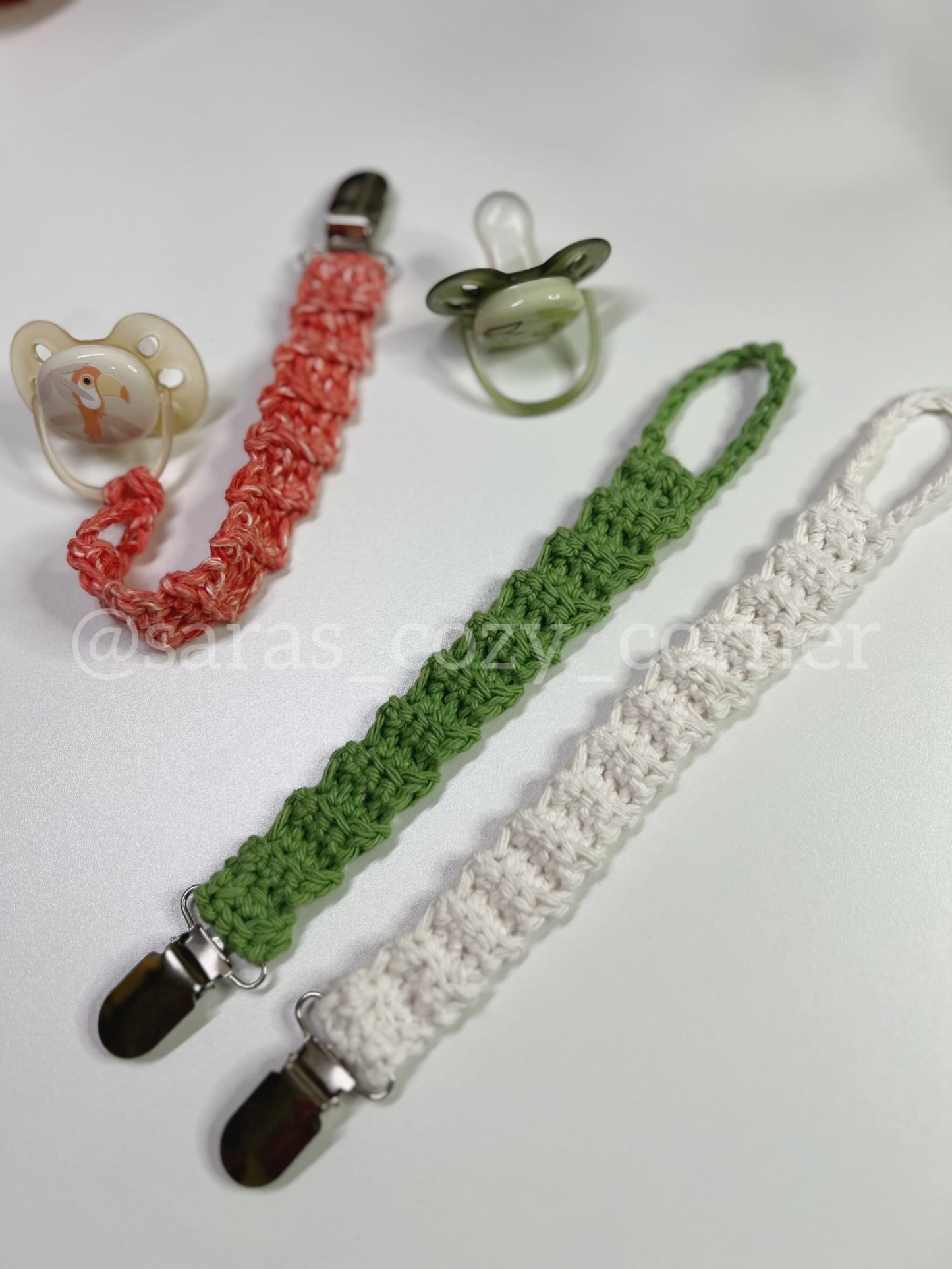 The Tiny Tether baby pacifier strap crochet pattern PDF