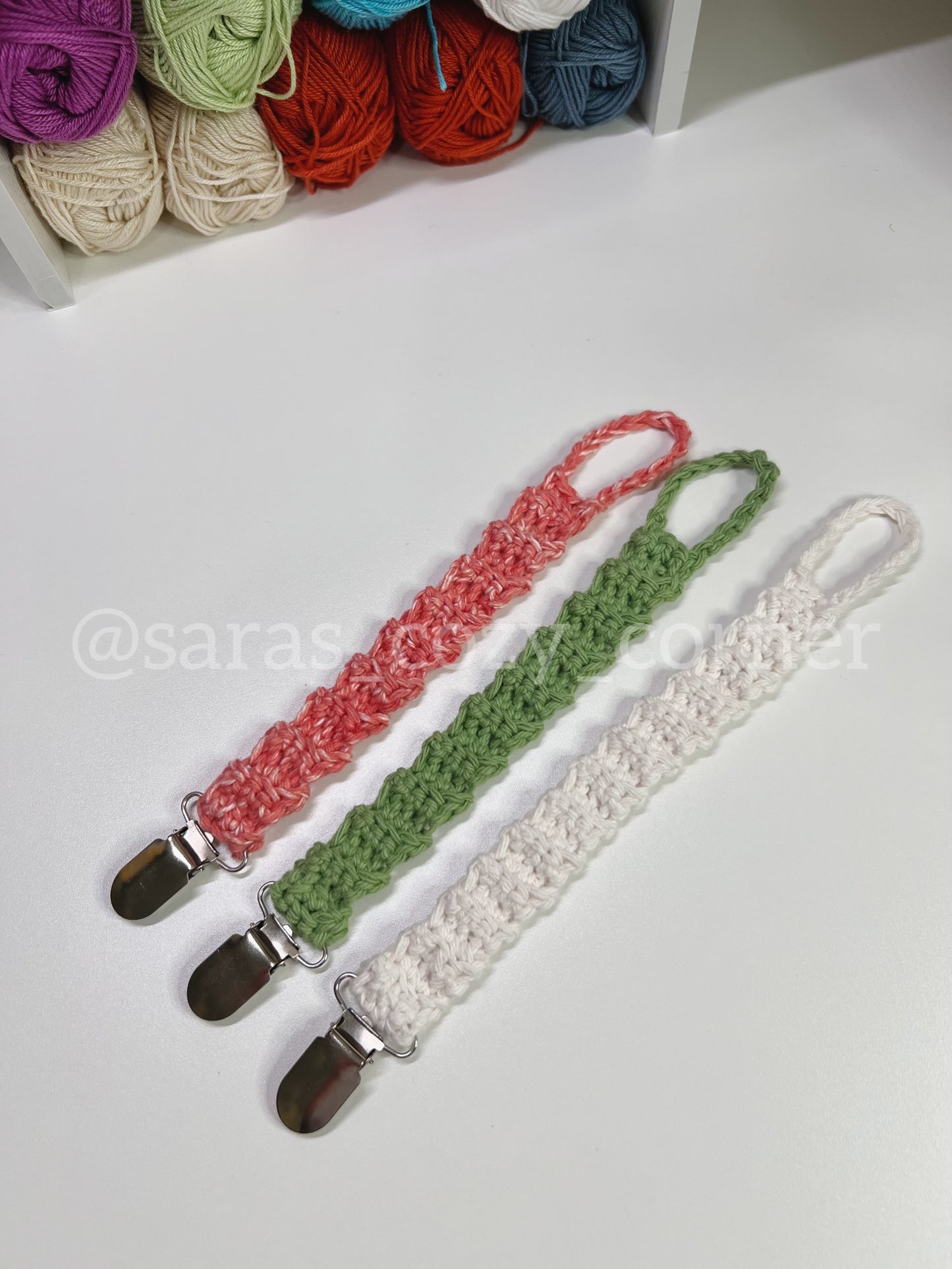 The Tiny Tether baby pacifier strap crochet pattern PDF