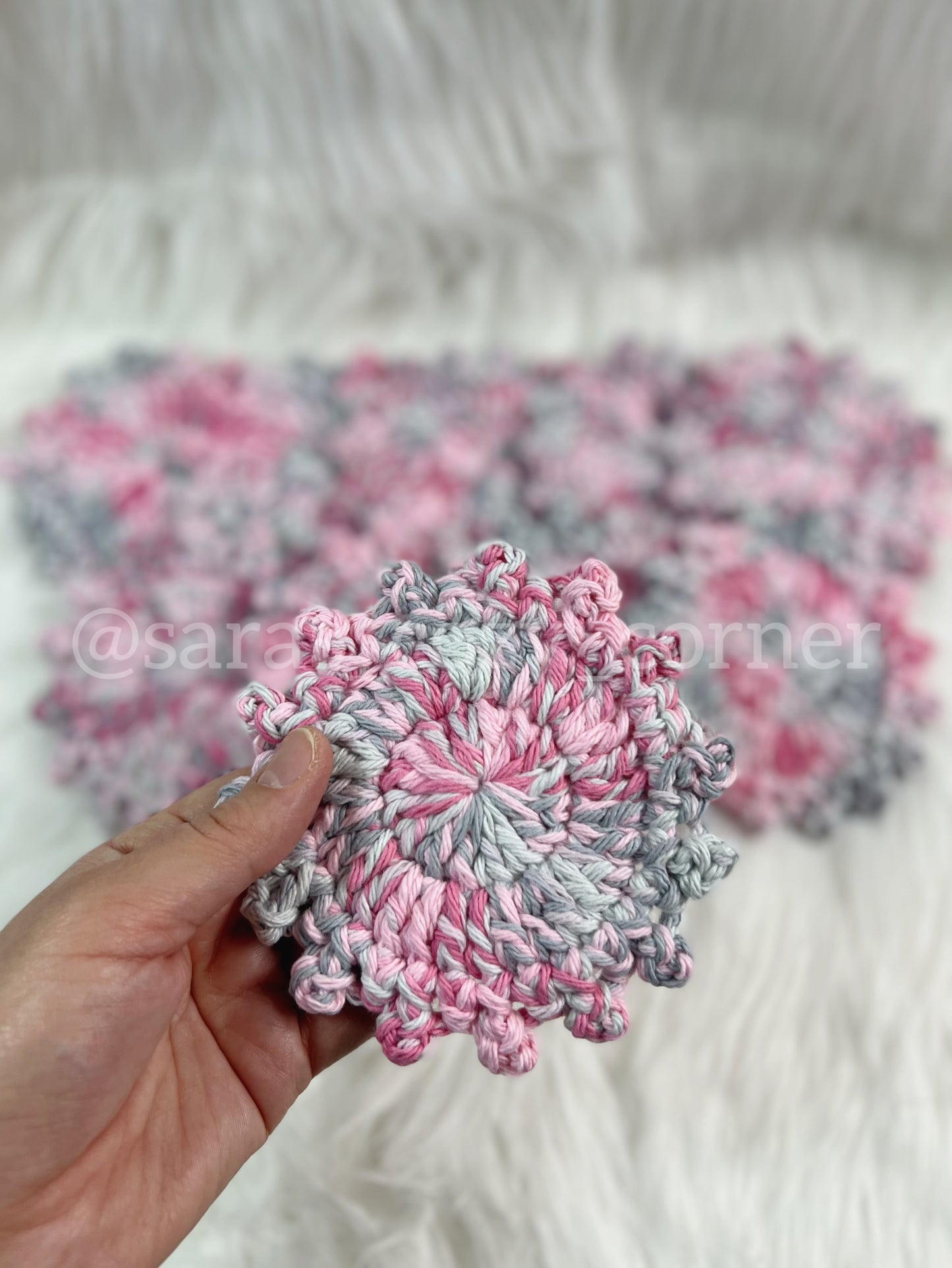 The Blush Blossom crochet coaster