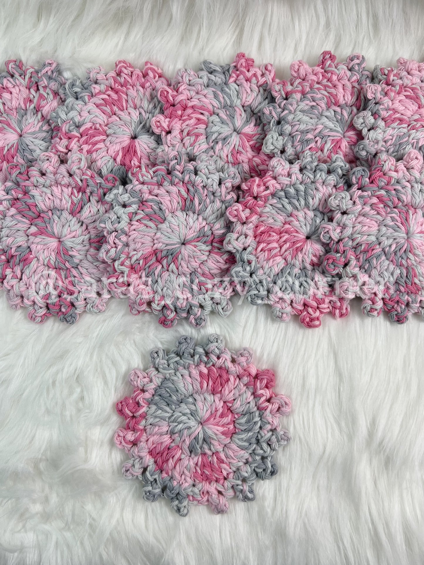 The Blush Blossom crochet coaster