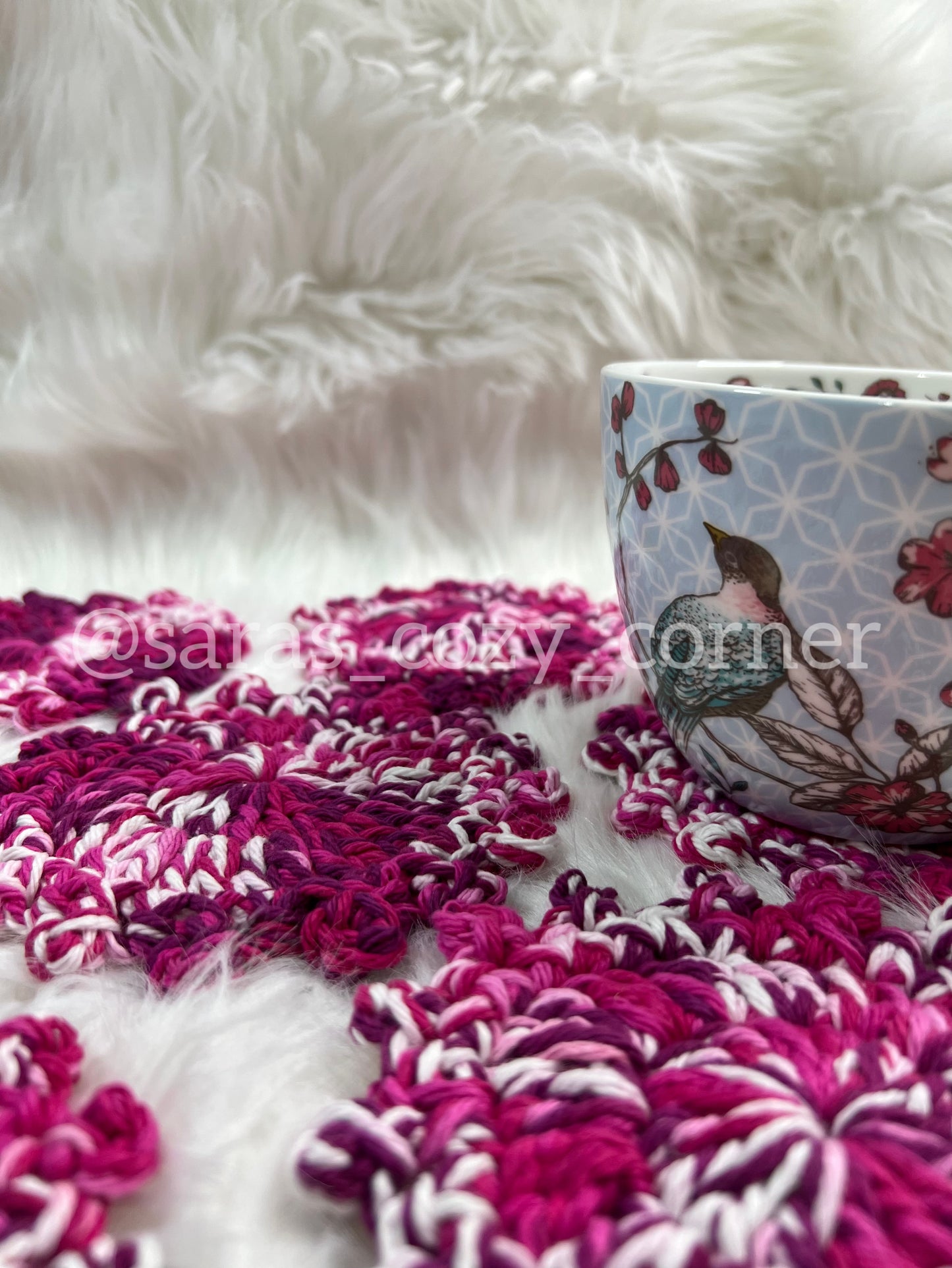 The Radiant Rose crochet coaster