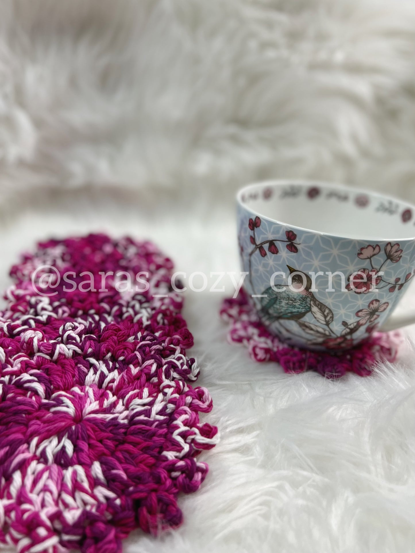 The Radiant Rose crochet coaster