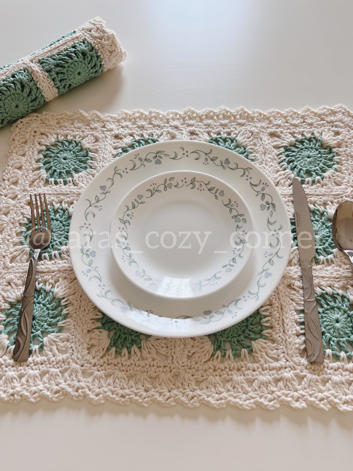 The Beach Glass crochet cotton dining mat