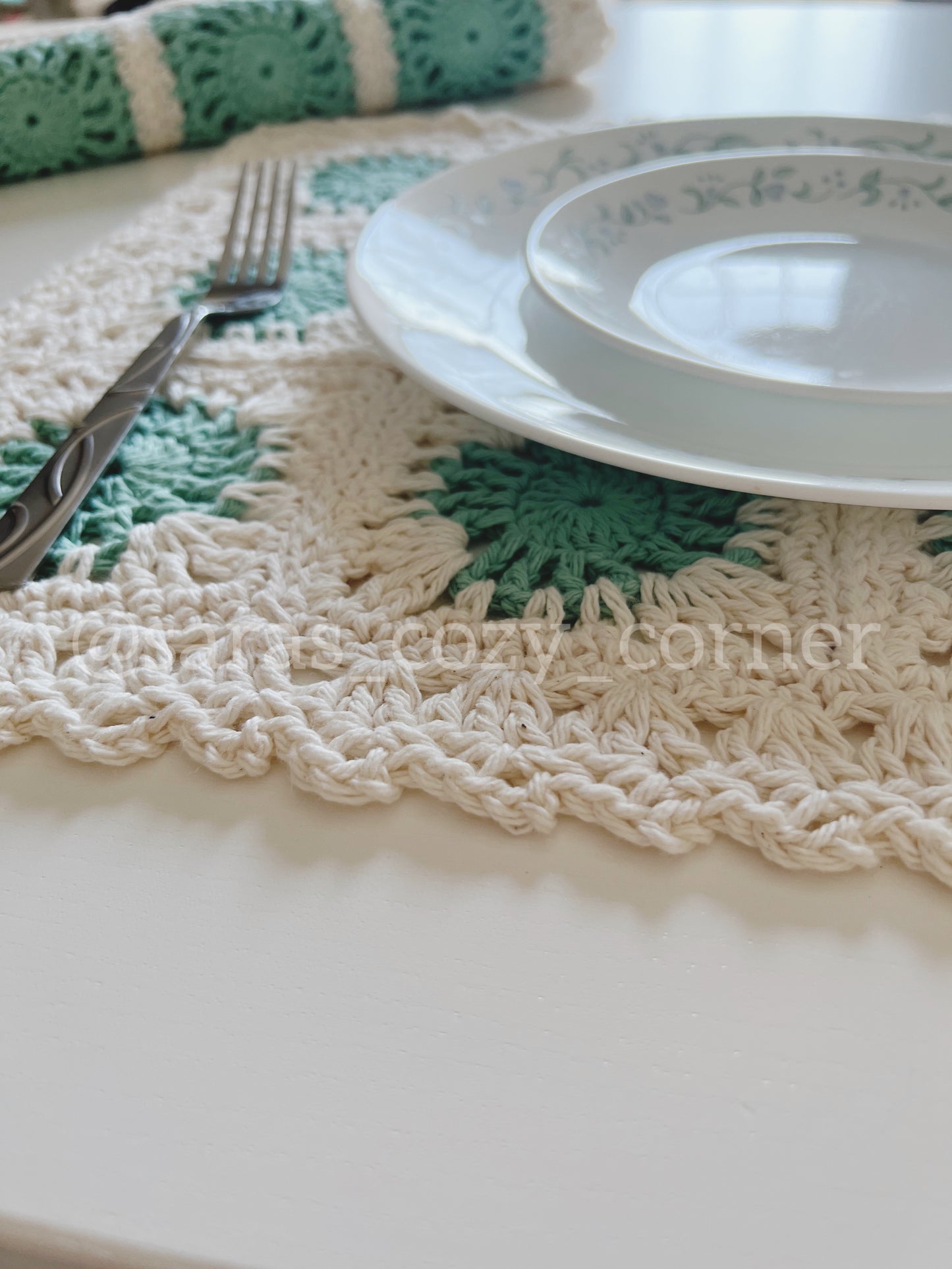 The Beach Glass crochet cotton dining mat