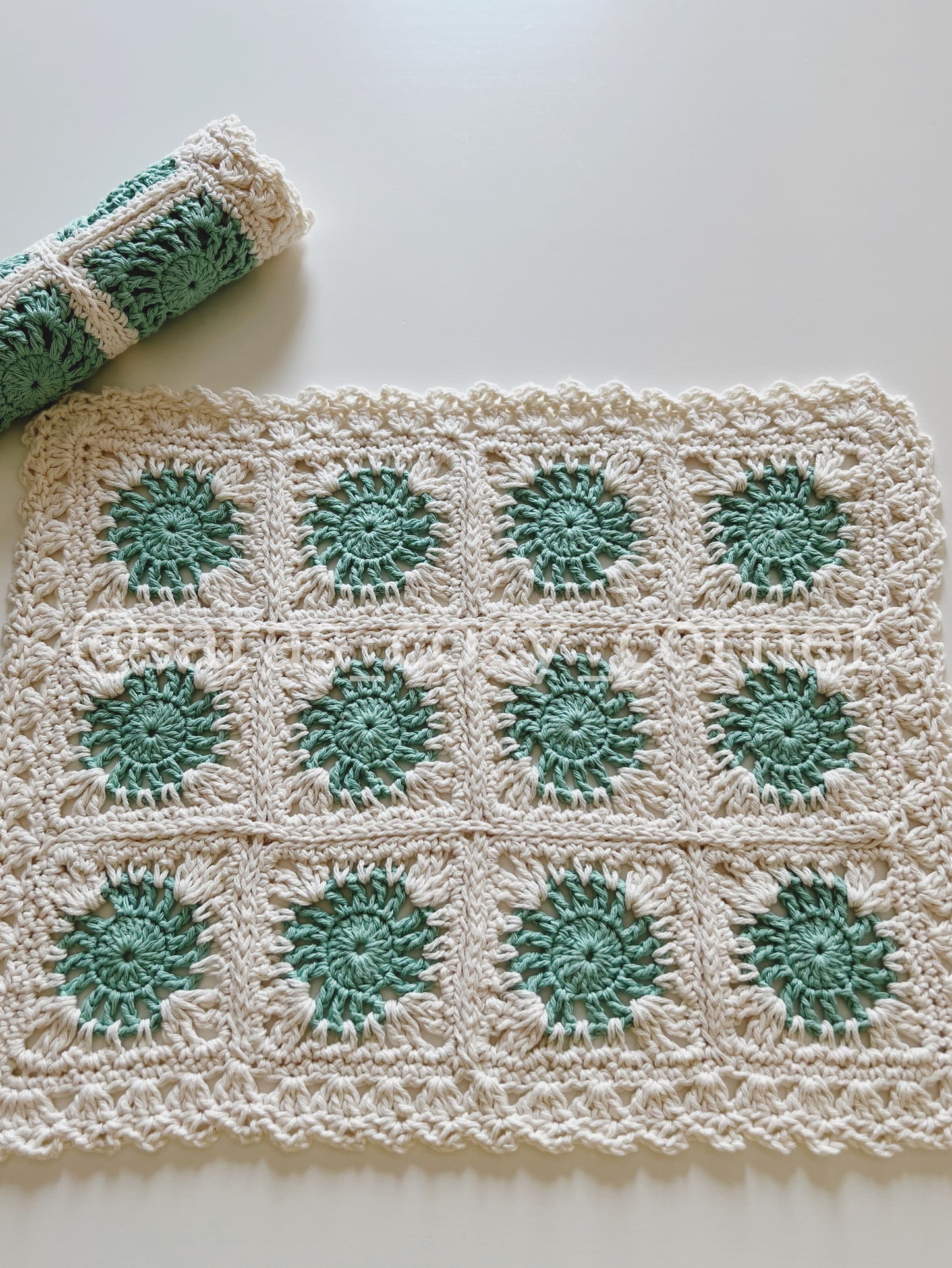 The Beach Glass crochet cotton dining mat