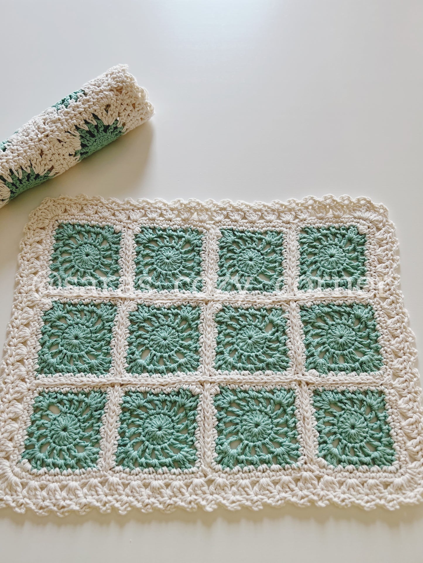 The Beach Glass crochet cotton dining mat