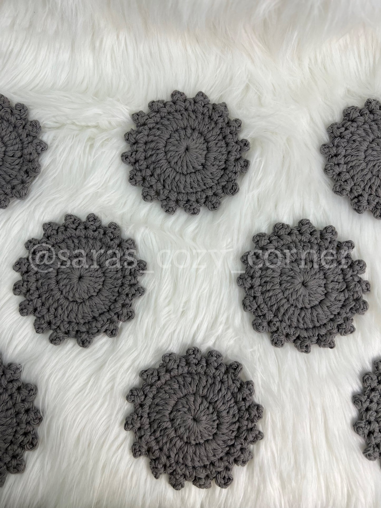 Elegant gray crochet coasters