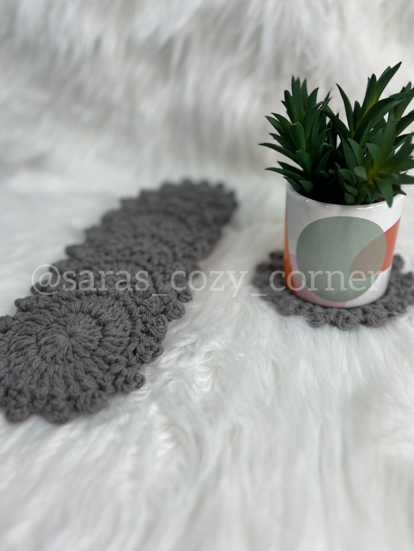 Elegant gray crochet coasters