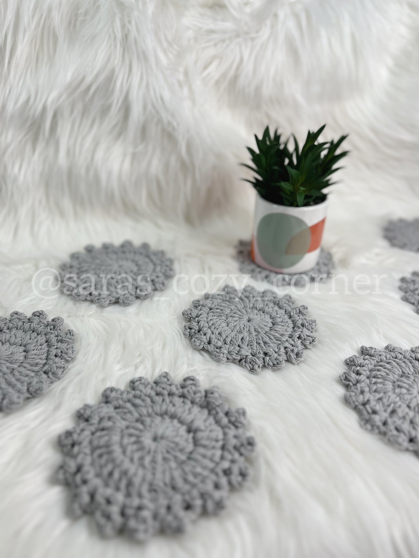 Elegant gray crochet coasters