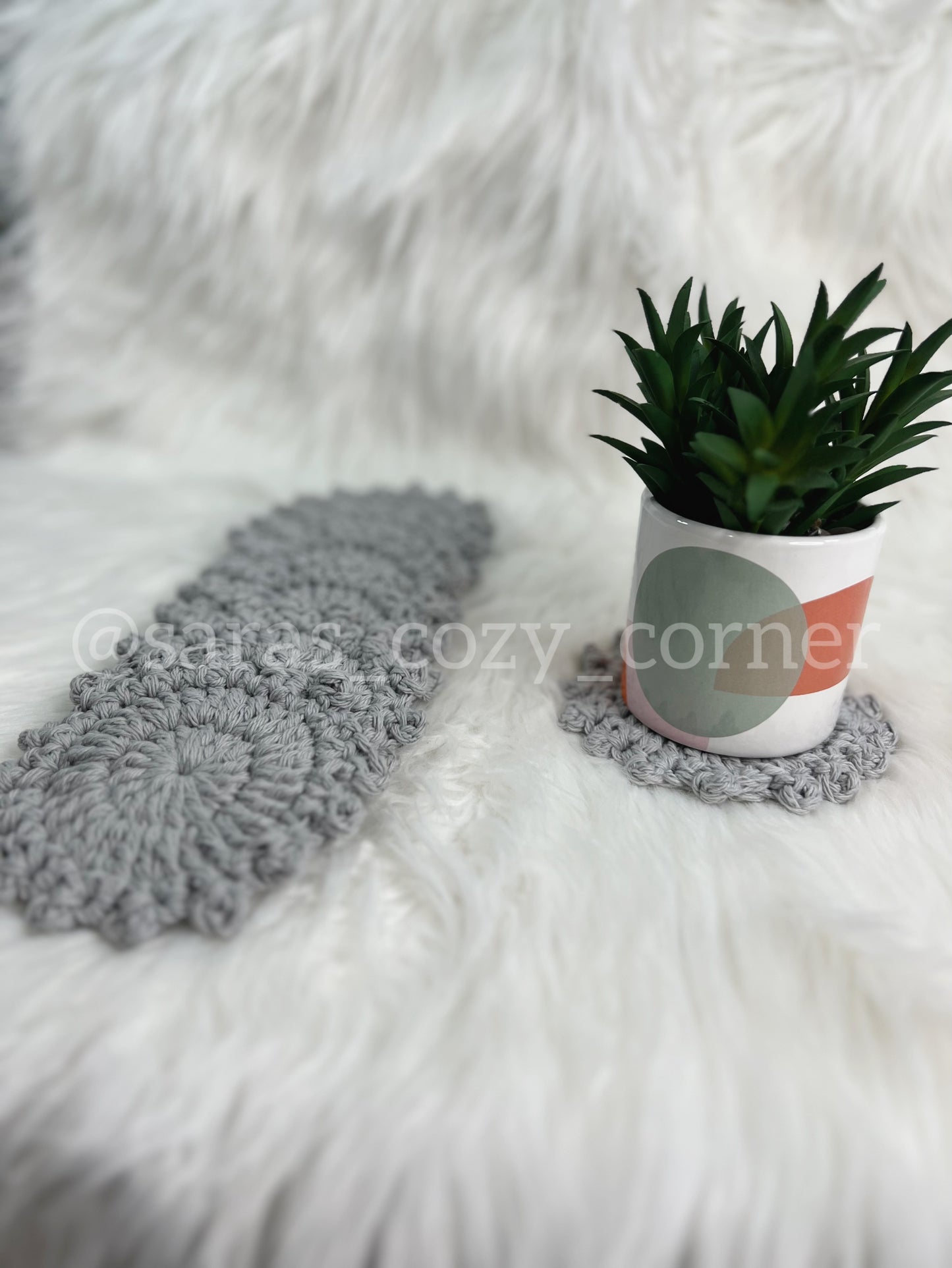 Elegant gray crochet coasters