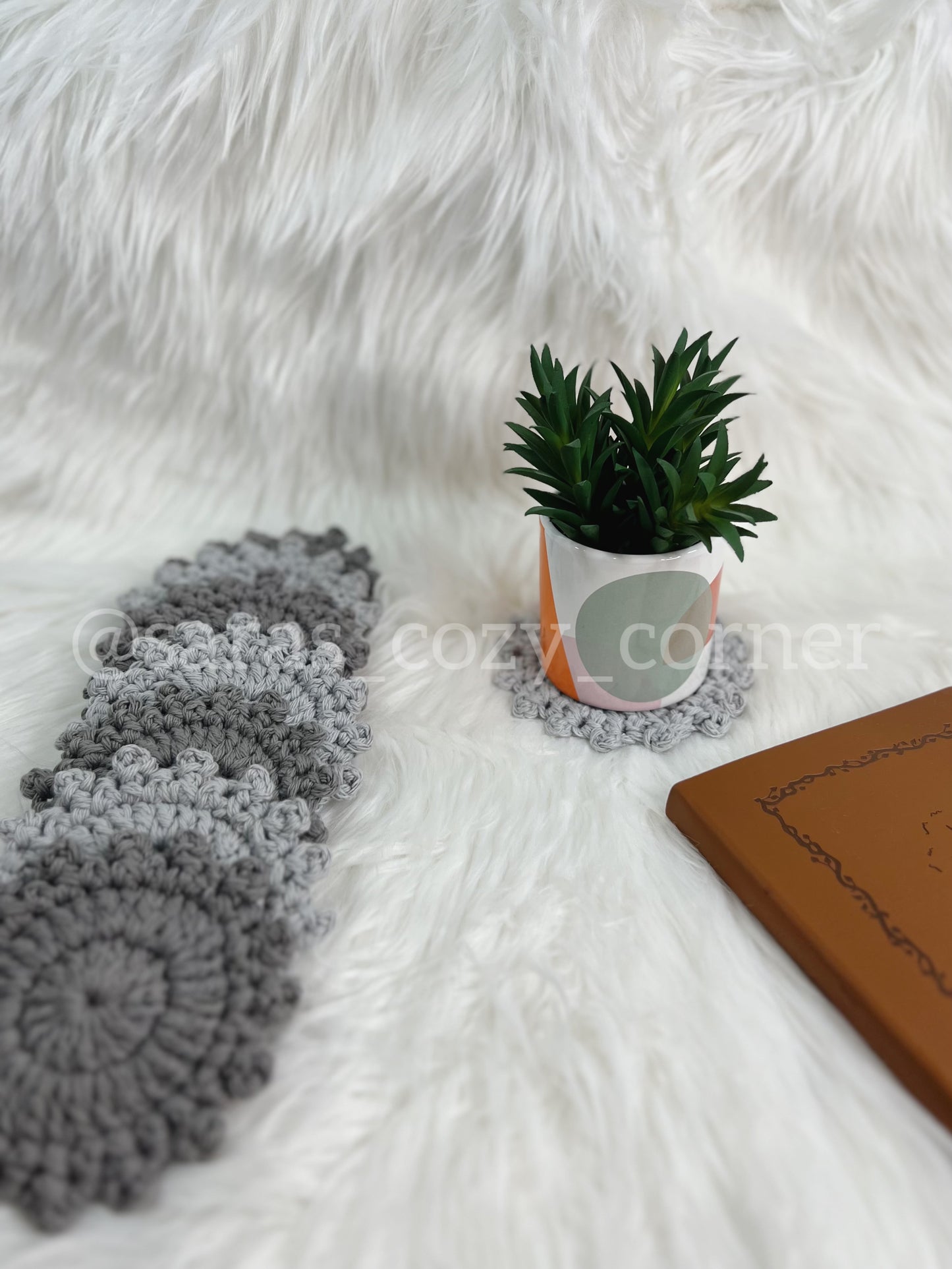 Elegant gray crochet coasters