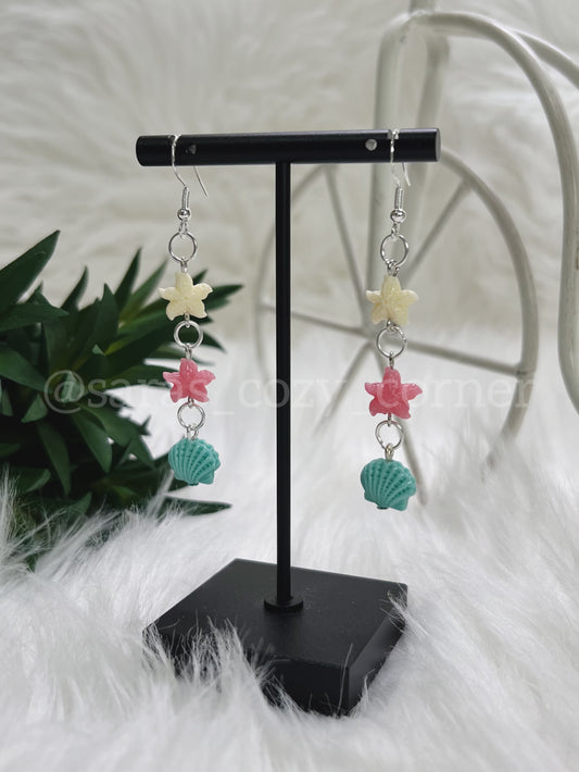 Trio seashells drop earrings