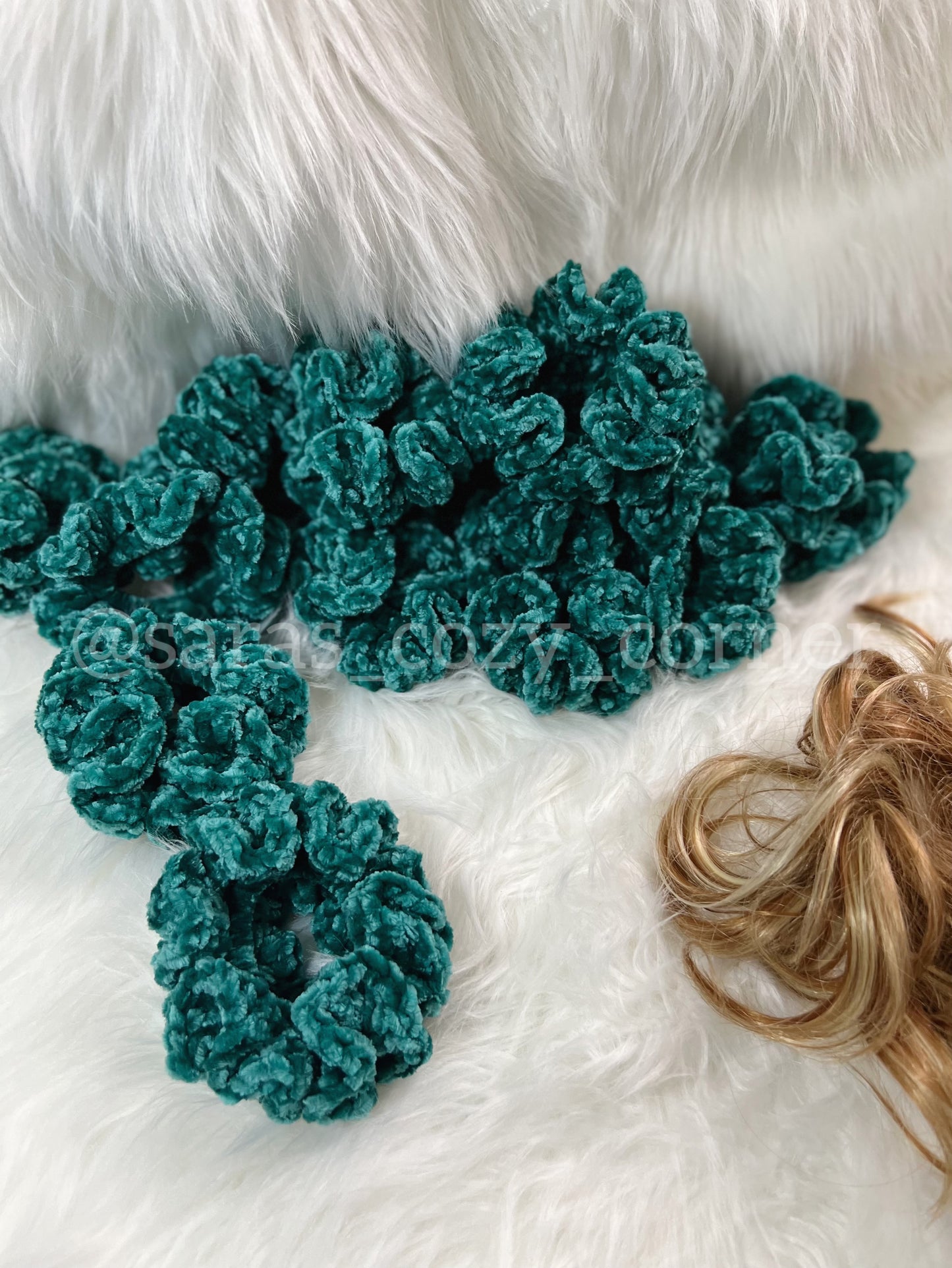 The Velvet Charm scrunchies teal