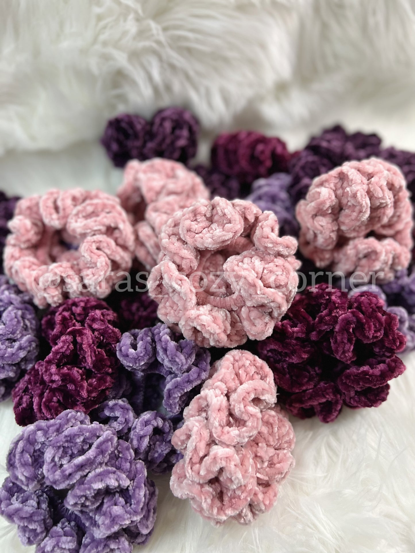 The Velvet Charm scrunchies quiet pink