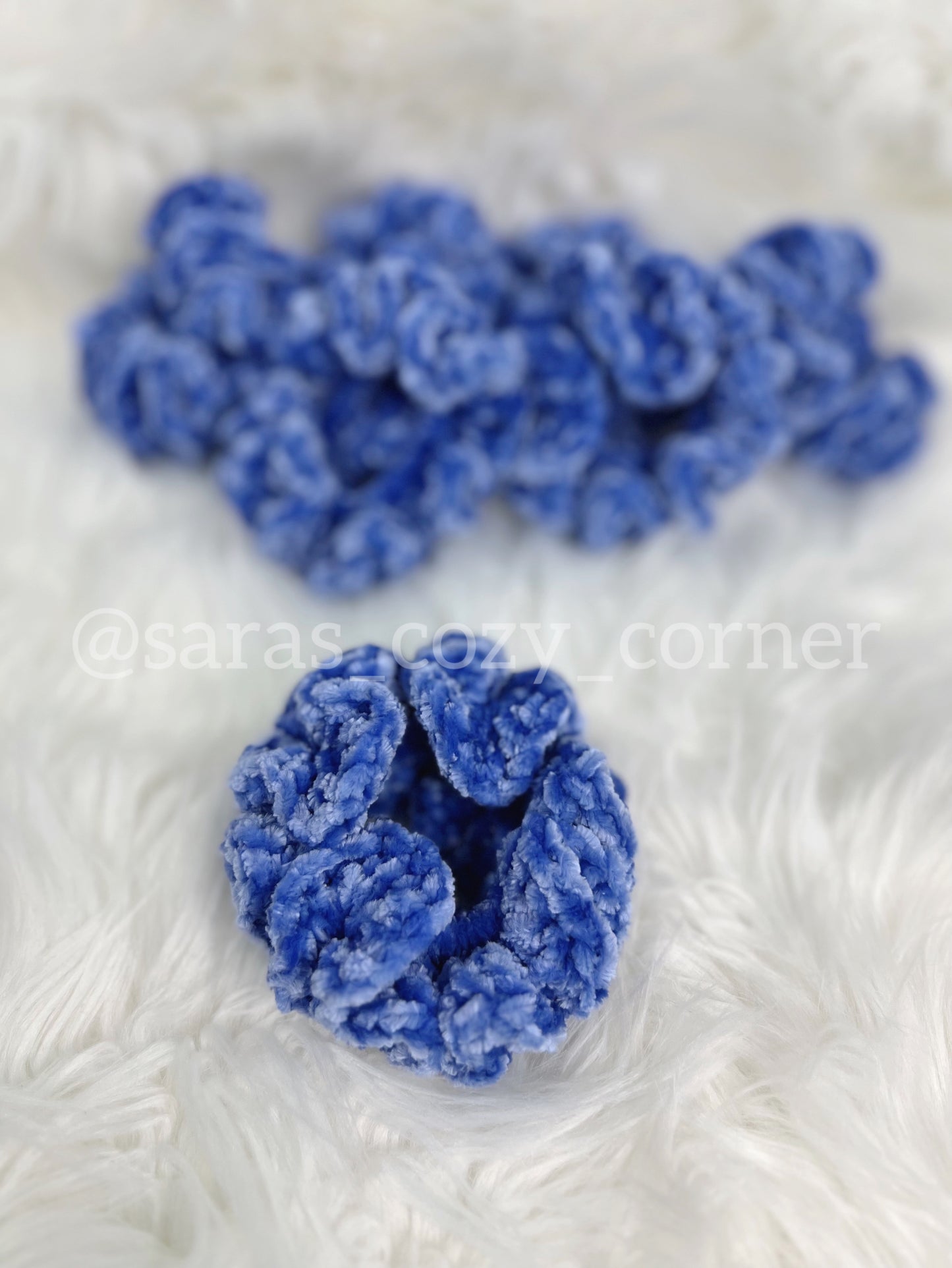 The Velvet Charm scrunchies rich blue