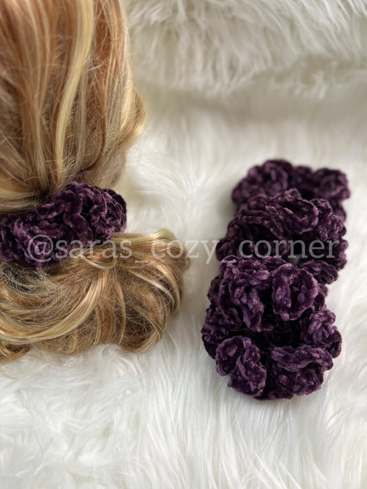 The Velvet Charm scrunchies majestic purple