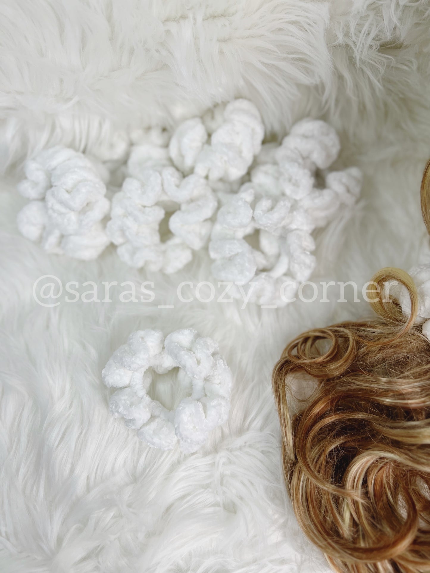 The Velvet Charm scrunchies white