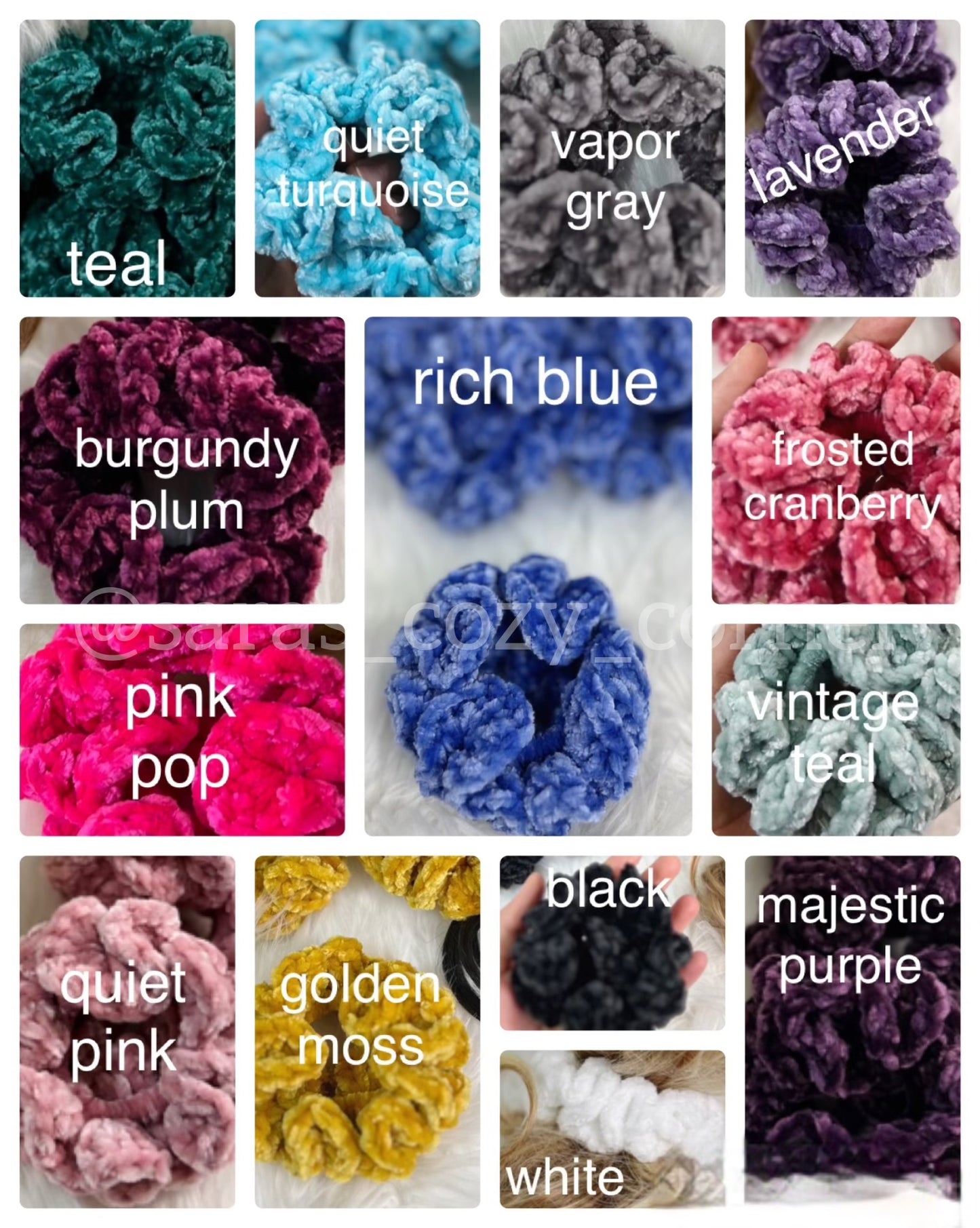 The Velvet Charm scrunchies, cranberry