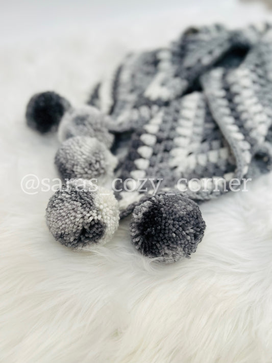 Crochet New Born Baby Blanket "Ombre Gray"