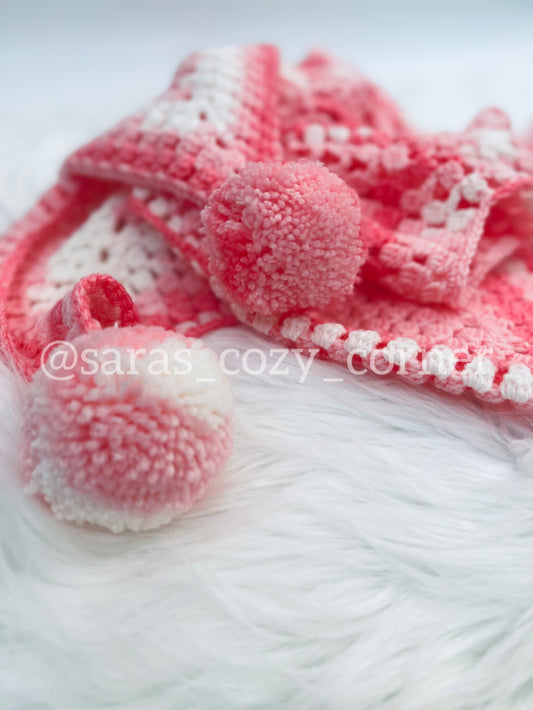 Crochet New Born Baby Star Blanket "Ombre Pink"