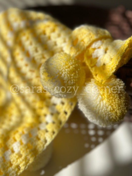 Crochet New Born Baby Star Blanket "Ombre yellow"