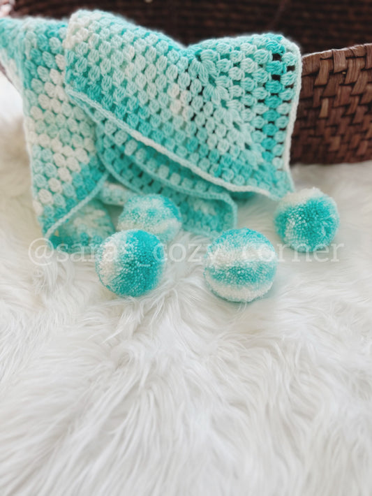 Crochet New Born baby Star Blanket "Ombre Mint"