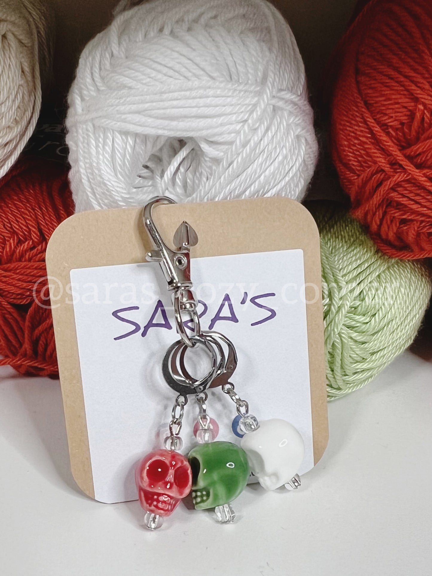 multicolor skulls stitch markers