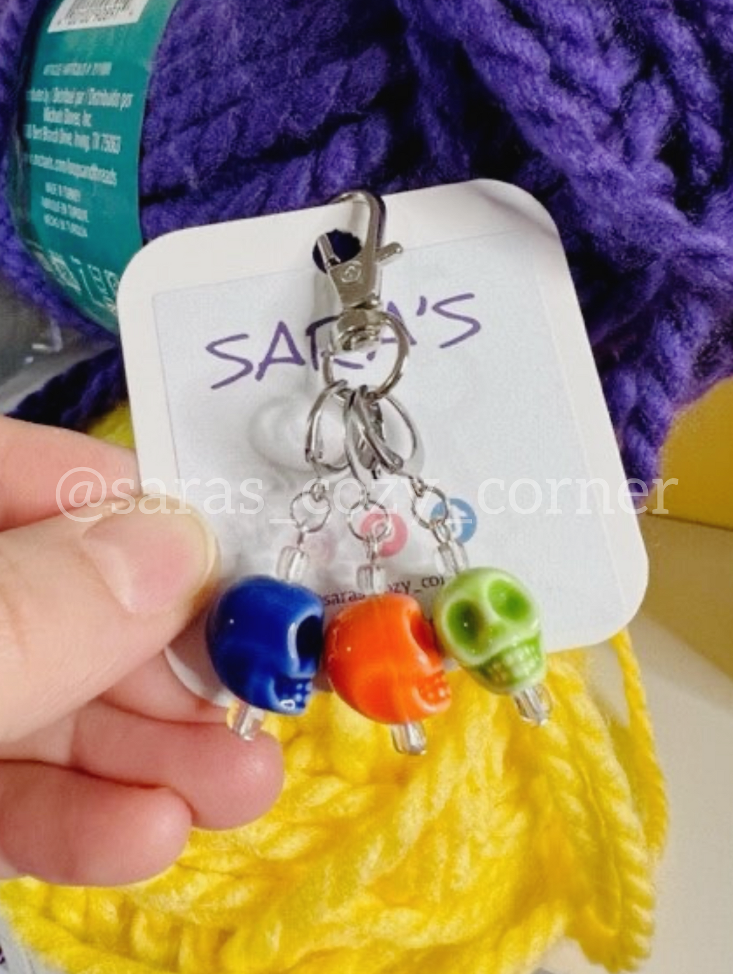 multicolor skulls stitch markers