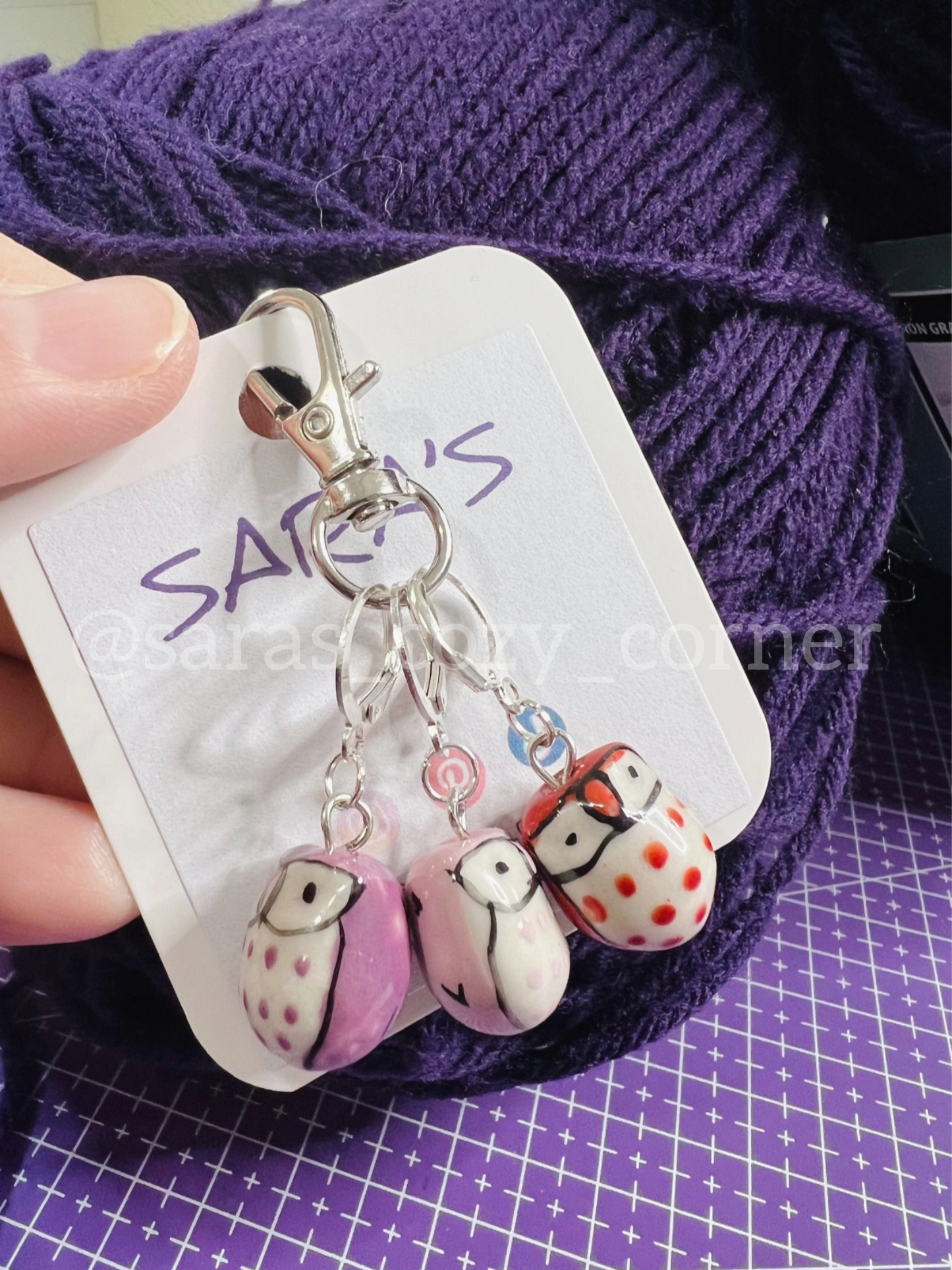 The Colorful owls stitch markers