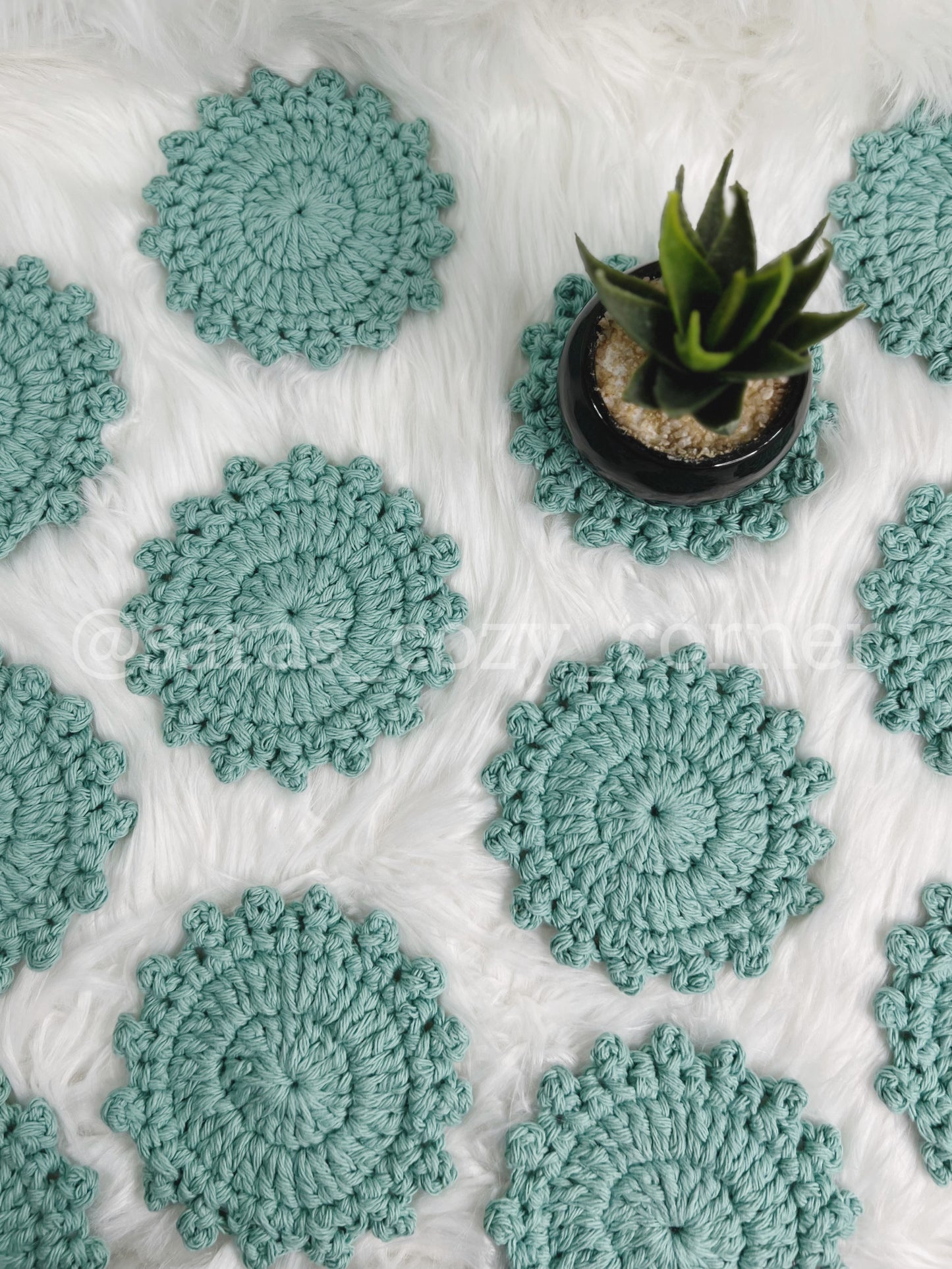 The Beach glass crochet coaster