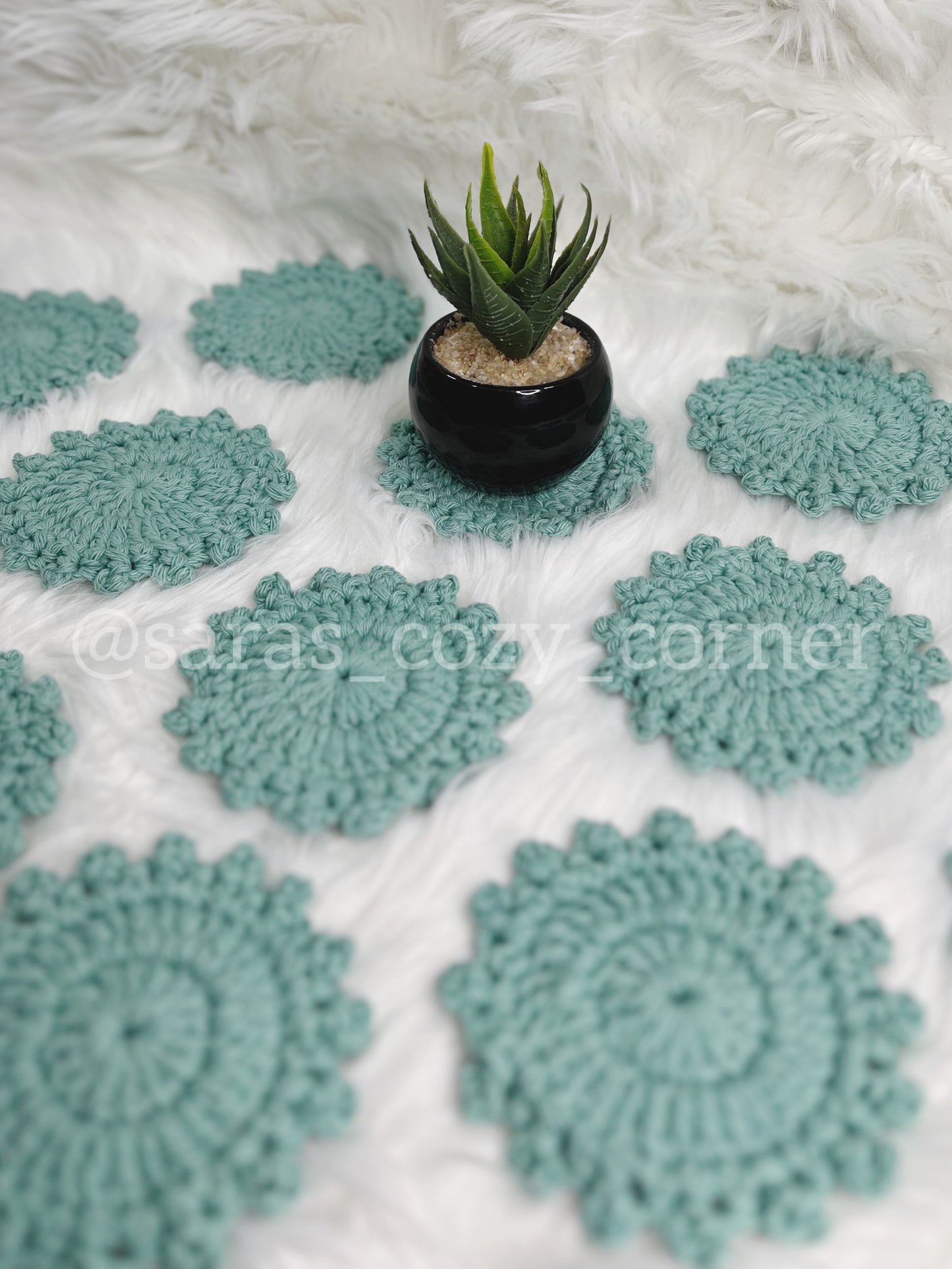 The Beach glass crochet coaster