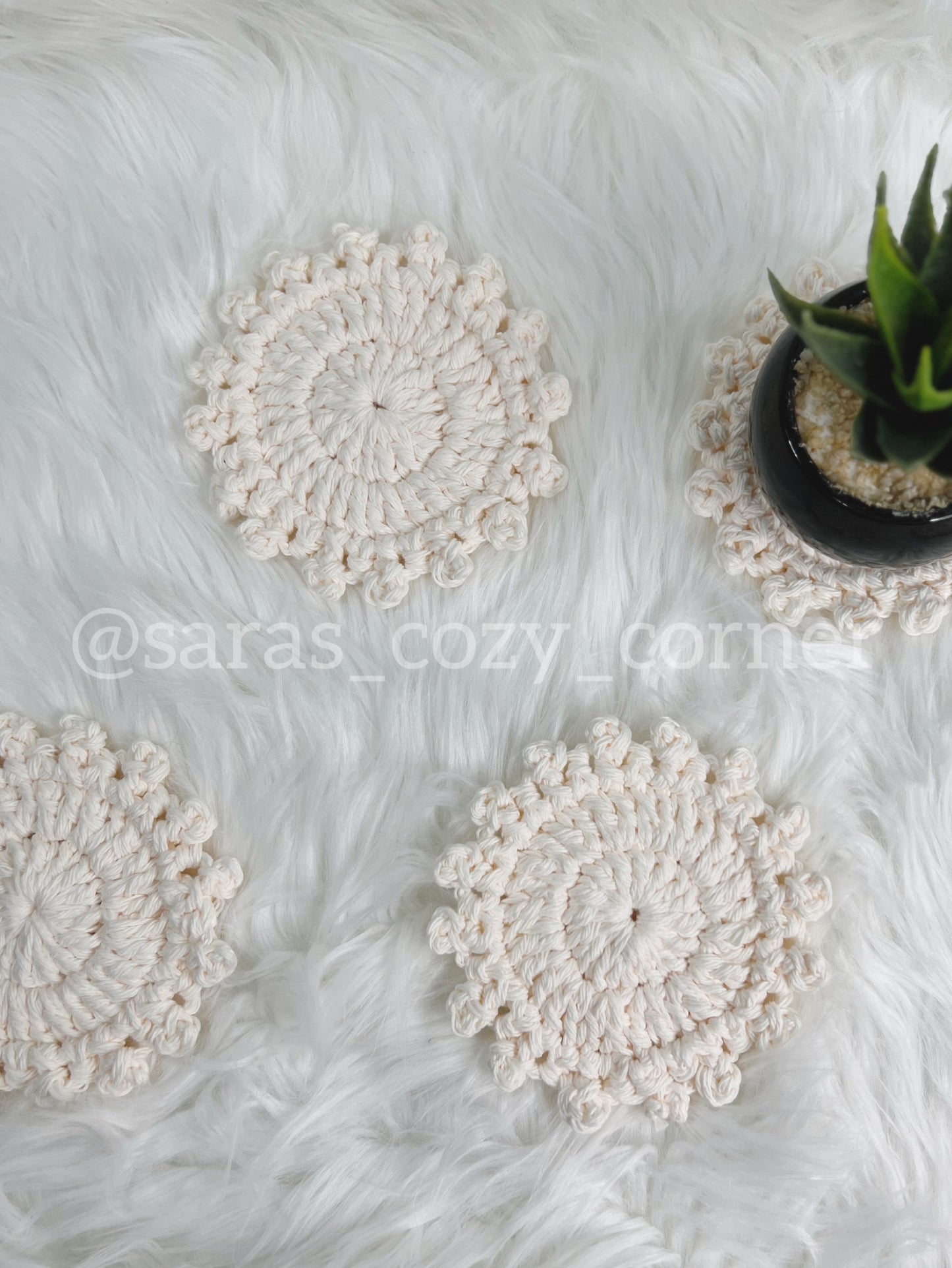 soft cream cotton crochet coaster