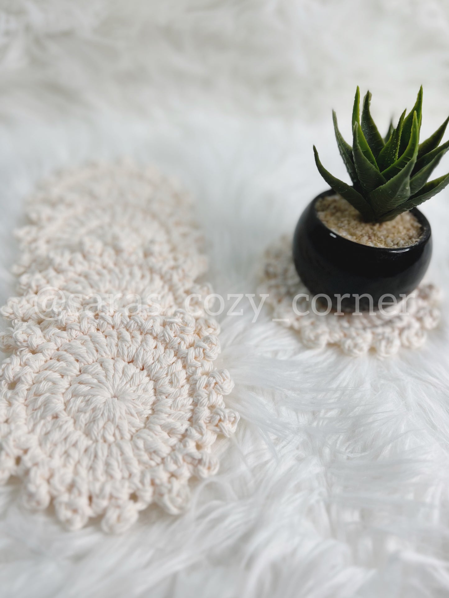 soft cream cotton crochet coaster